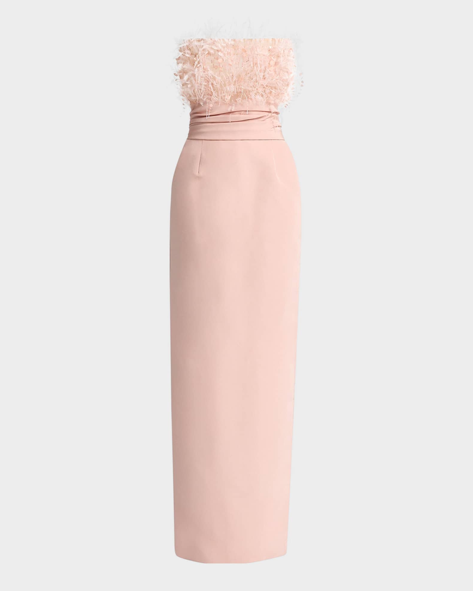 Oscar de La Renta Strapless Point D'esprit Silk Gown - Blush