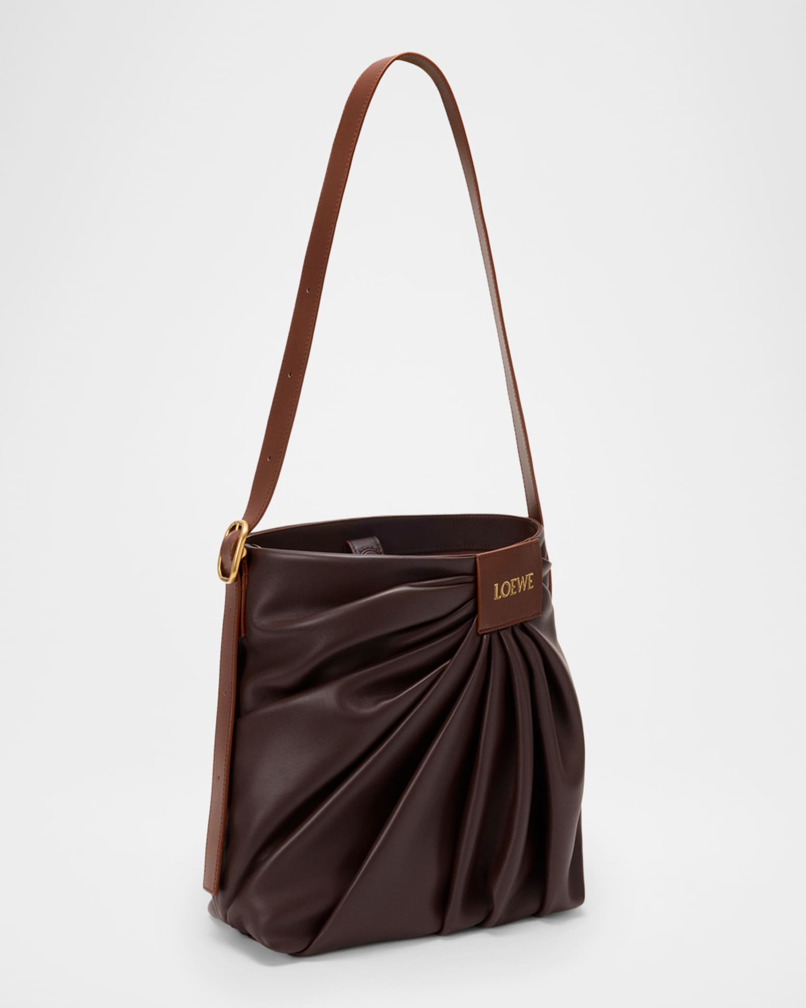 Loewe Pleated Shoulder Bag in Leather | Neiman Marcus