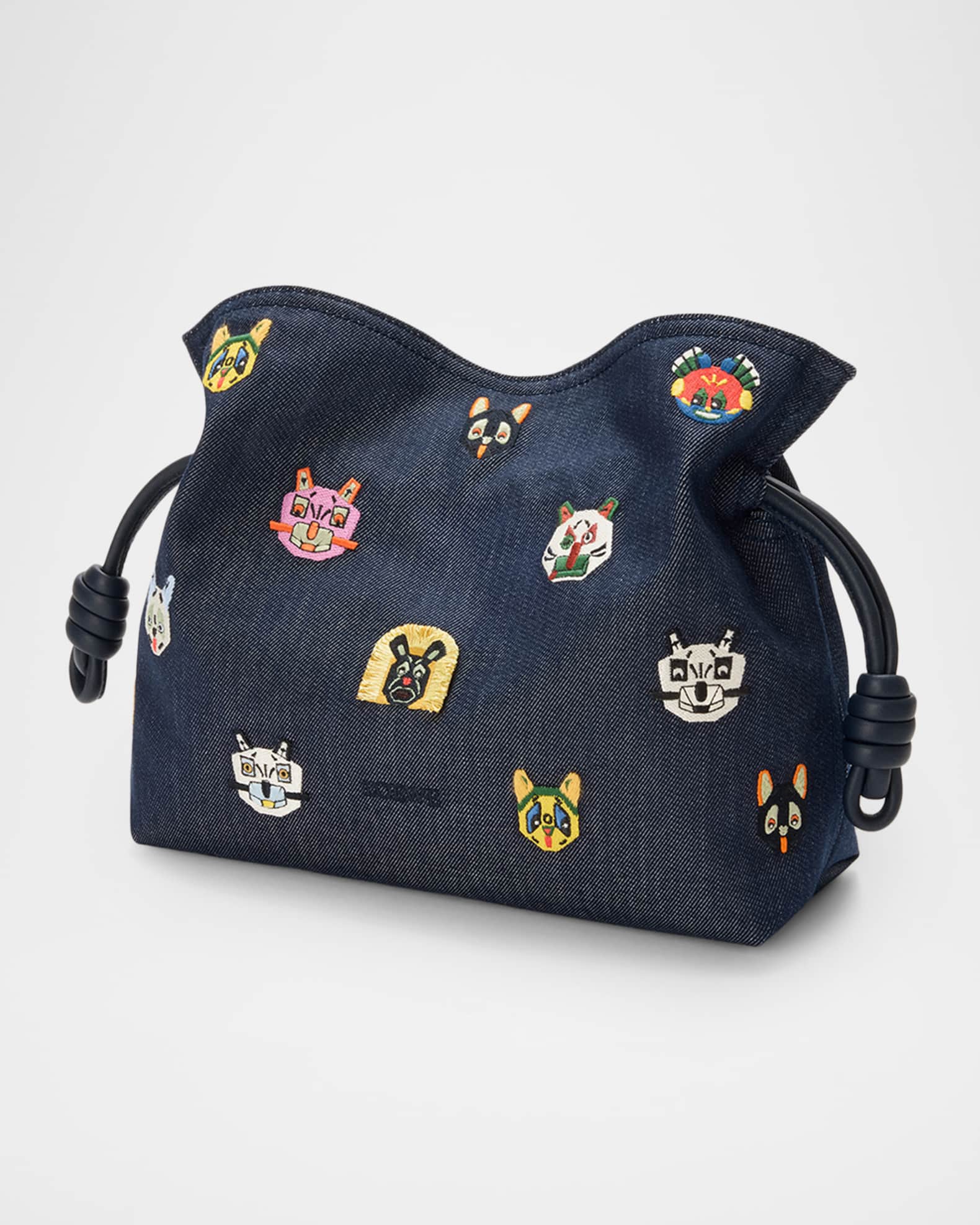 Loewe x Louis Wain Flamenco Clutch Bag in Denim | Neiman Marcus