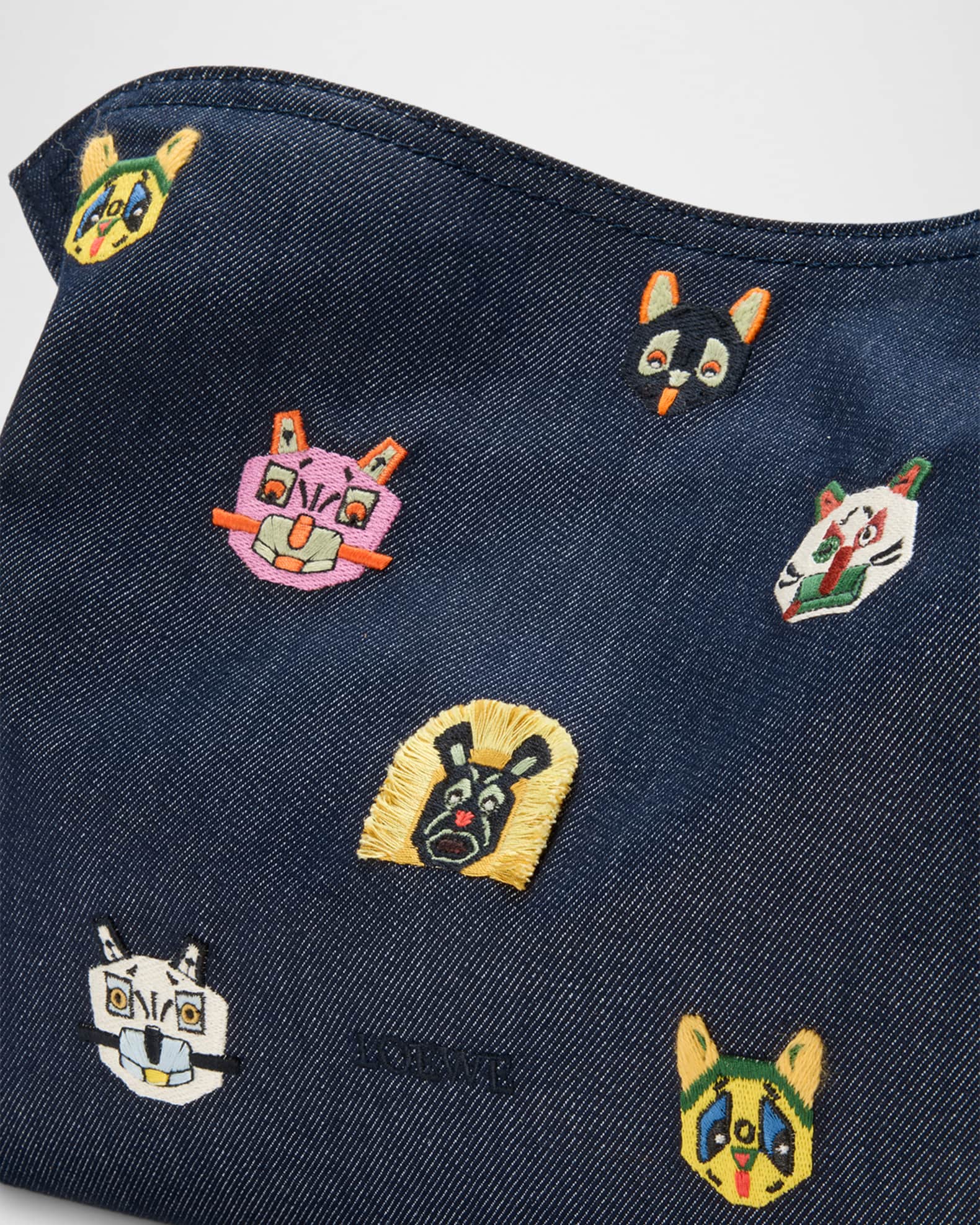 Loewe x Louis Wain Flamenco Clutch Bag in Denim | Neiman Marcus
