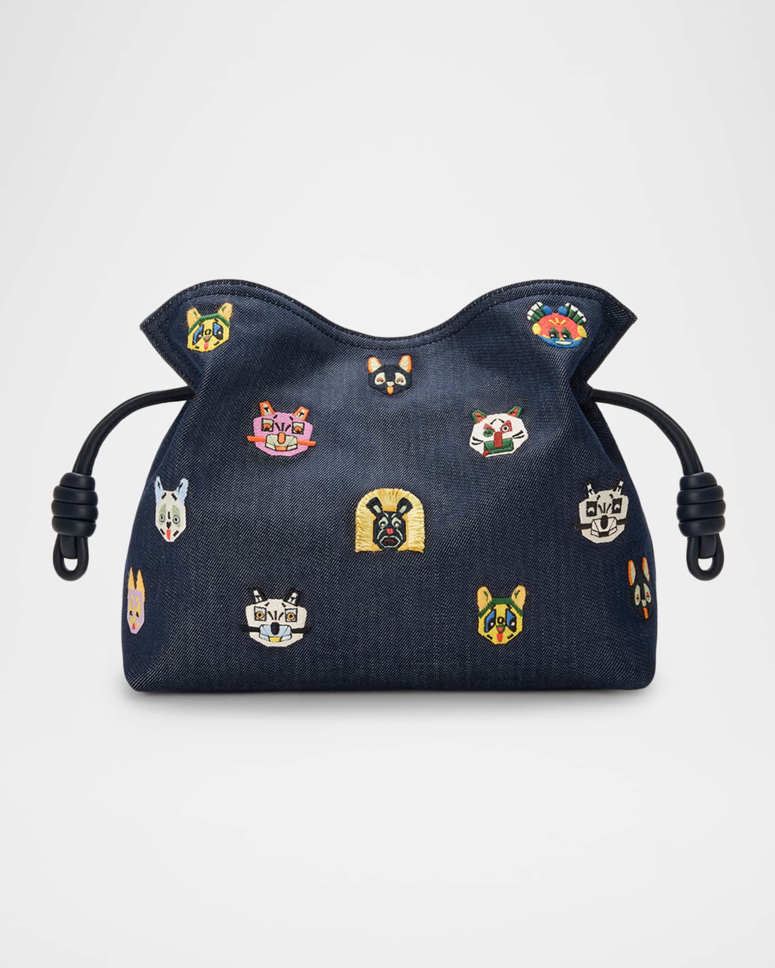 Loewe x Louis Wain Flamenco Clutch Bag in Denim | Neiman Marcus