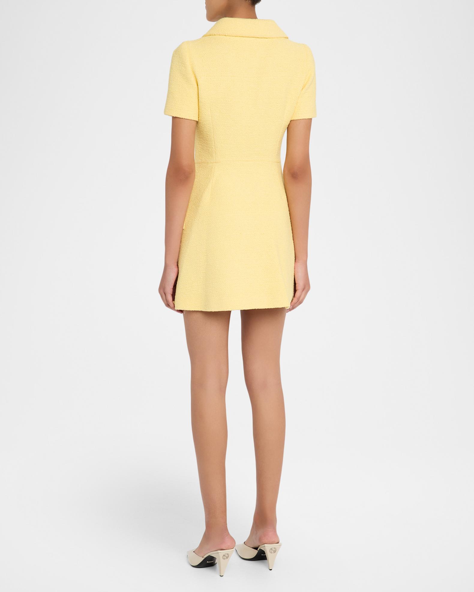 short oscar dresses Oscar de la Renta Short-Sleeve Double-Breasted Tweed Mini Dress