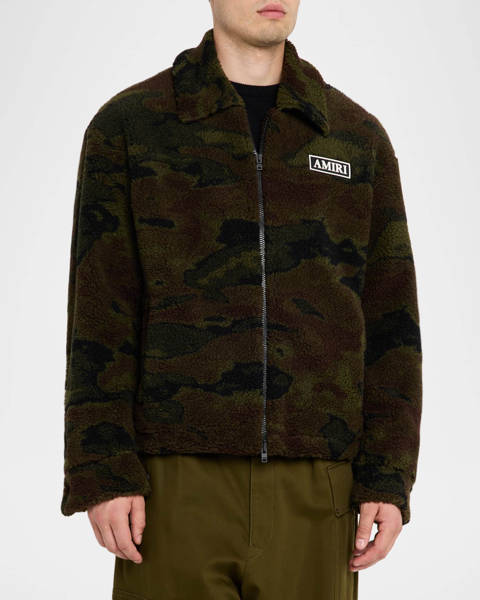 Amiri Men's Camouflage Fleece Full-Zip Blouson | Neiman Marcus