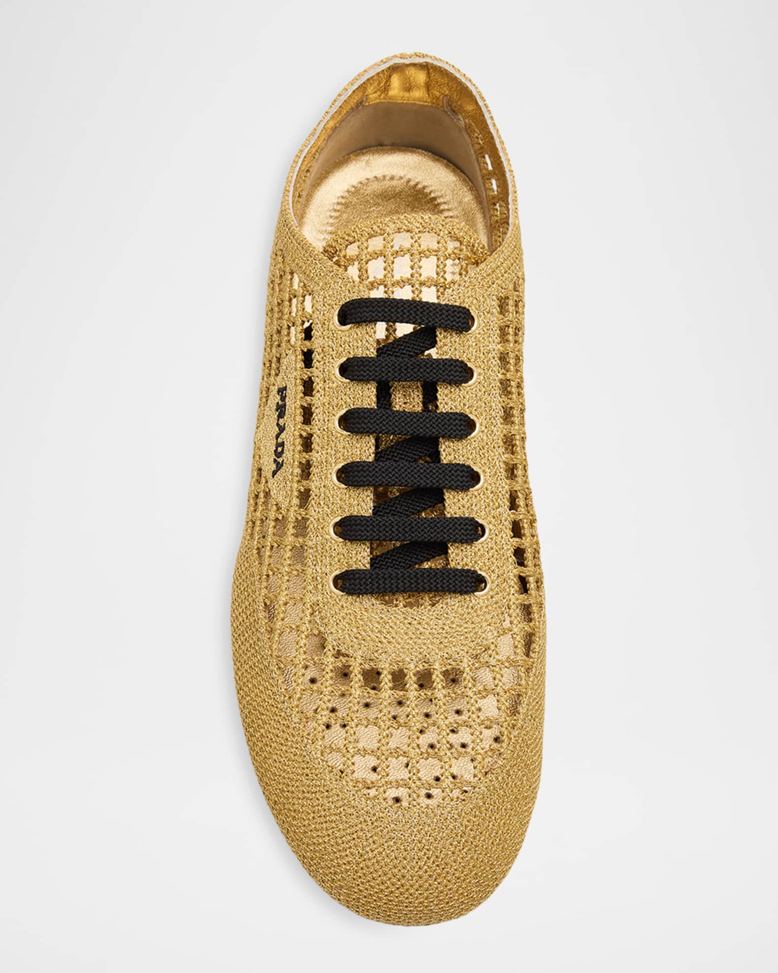 Prada Metallic Crochet Low-Top Sneakers | Neiman Marcus