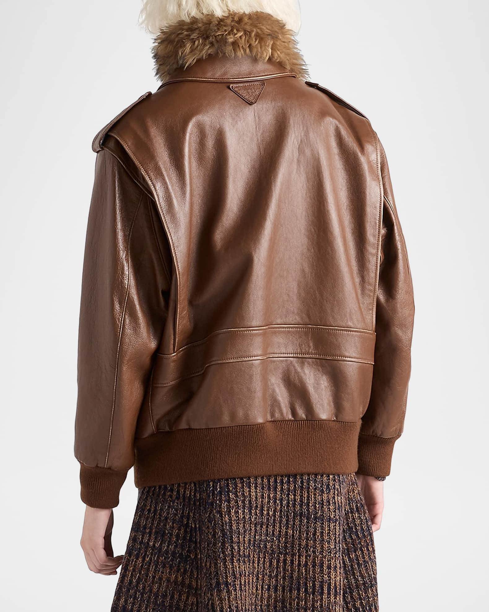 Prada Nappa Leather Oversized Bomber Jacket | Neiman Marcus