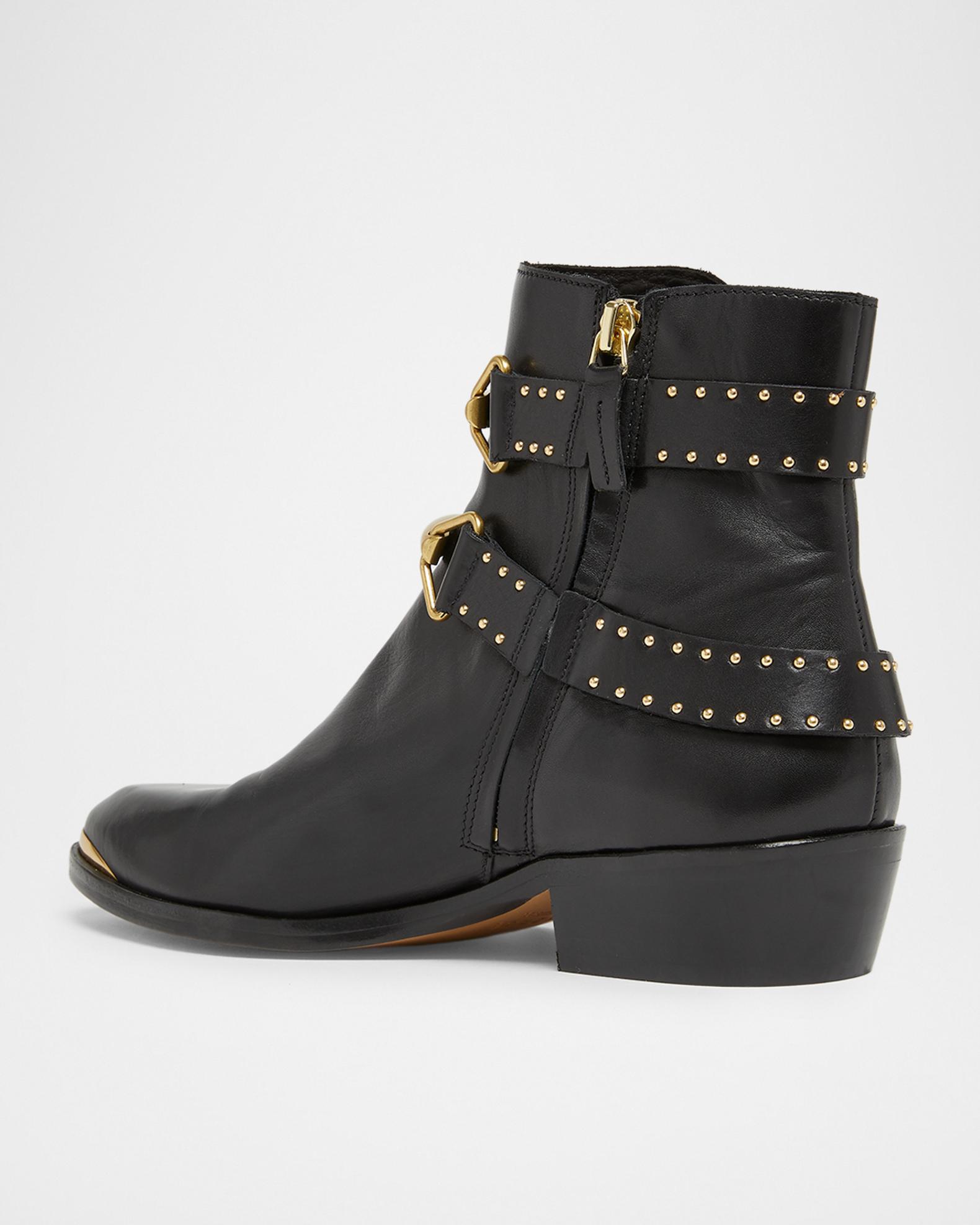Isabel Marant Zalya Studded Leather Buckle Ankle Boots | Neiman Marcus