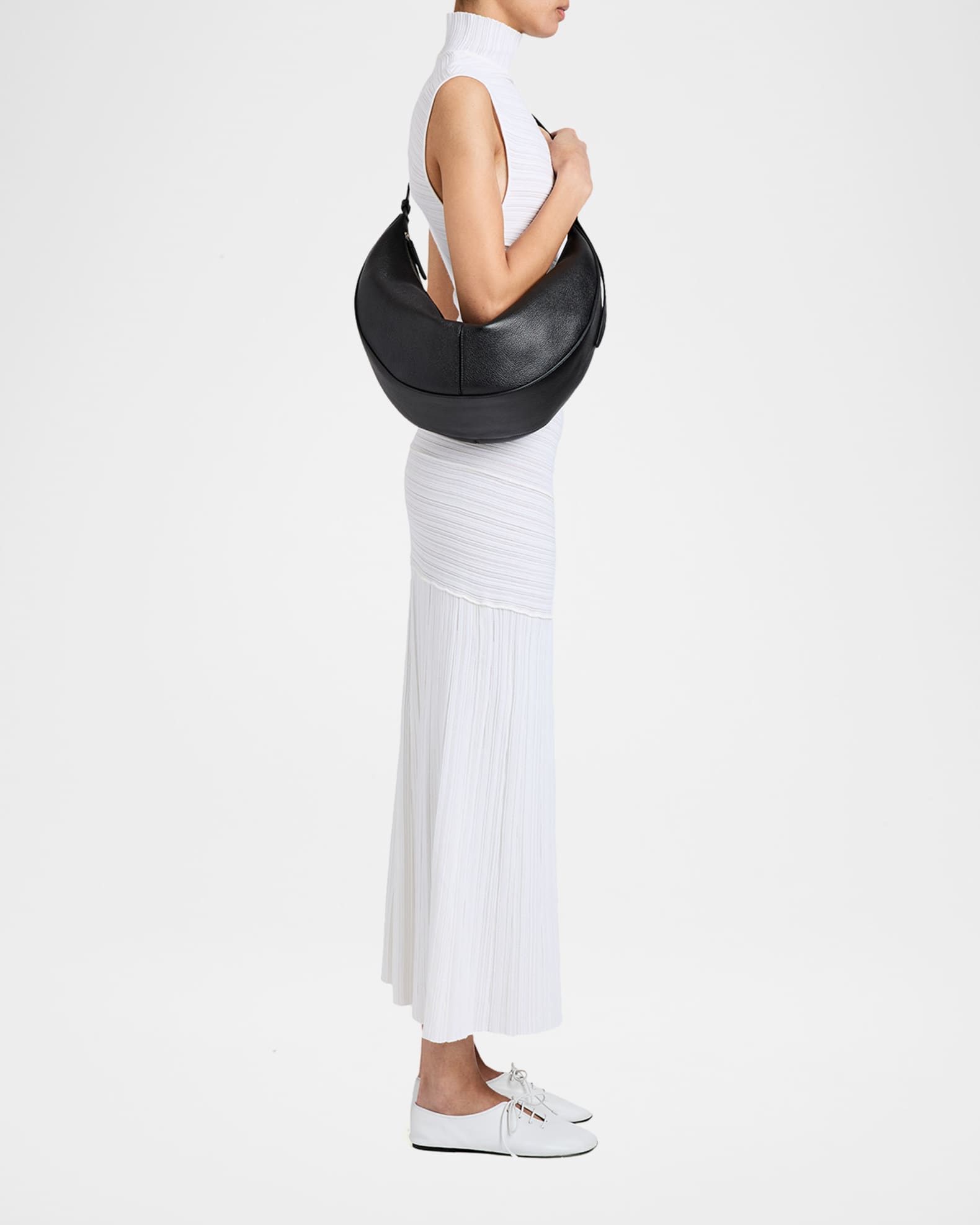 Proenza Schouler White Label Slide Crescent Pebble Leather Hobo