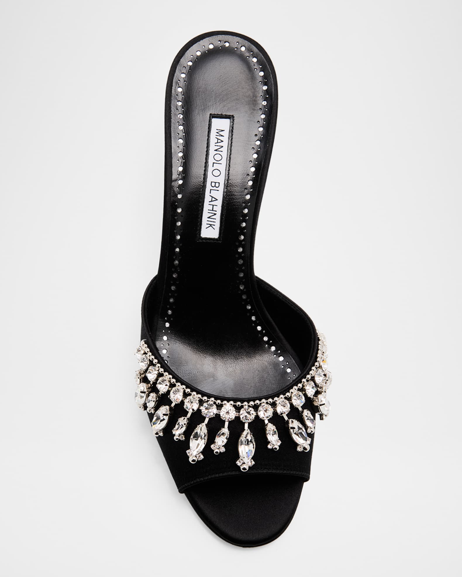 【専用】MANOLO BLAHNIK ブラックサテン ミュール Manolo Blahnik 50mm Tulimu Embellished Satin Mules | Neiman Marcus