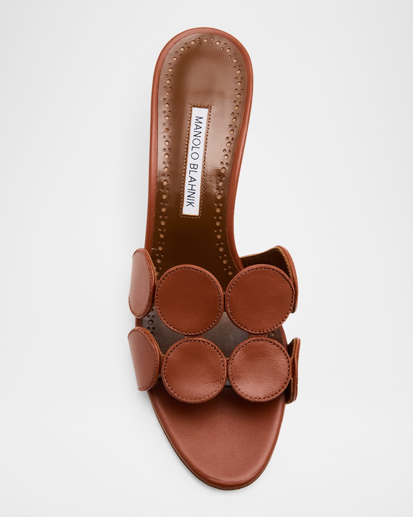 【MANOLO BLAHNIK】 HARIBALMU レザーサンダル Manolo Blahnik 50mm Haribalmu Leather Mule Sandals | Neiman Marcus
