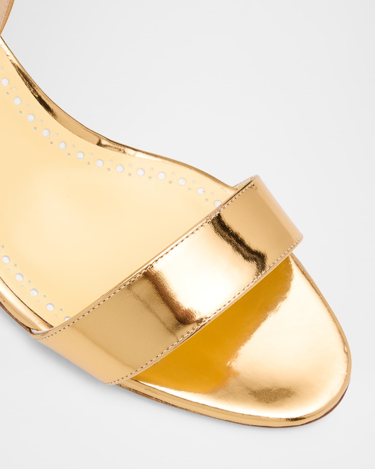 Manolo Blahnik 50mm Cupisanpla Metallic Leather Sandals | Neiman