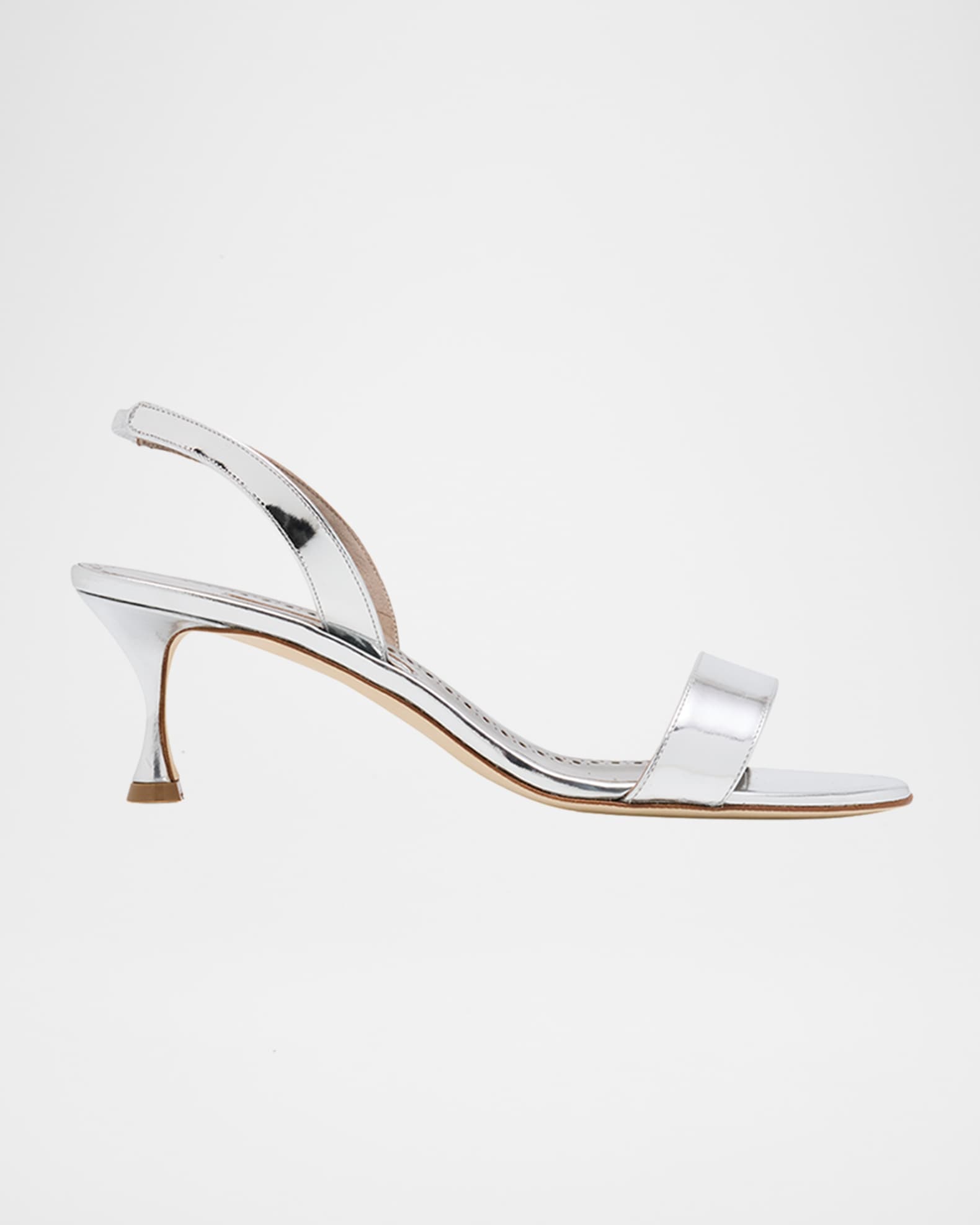 Manolo Blahnik 50mm Cupisanpla Metallic Leather Sandals | Neiman