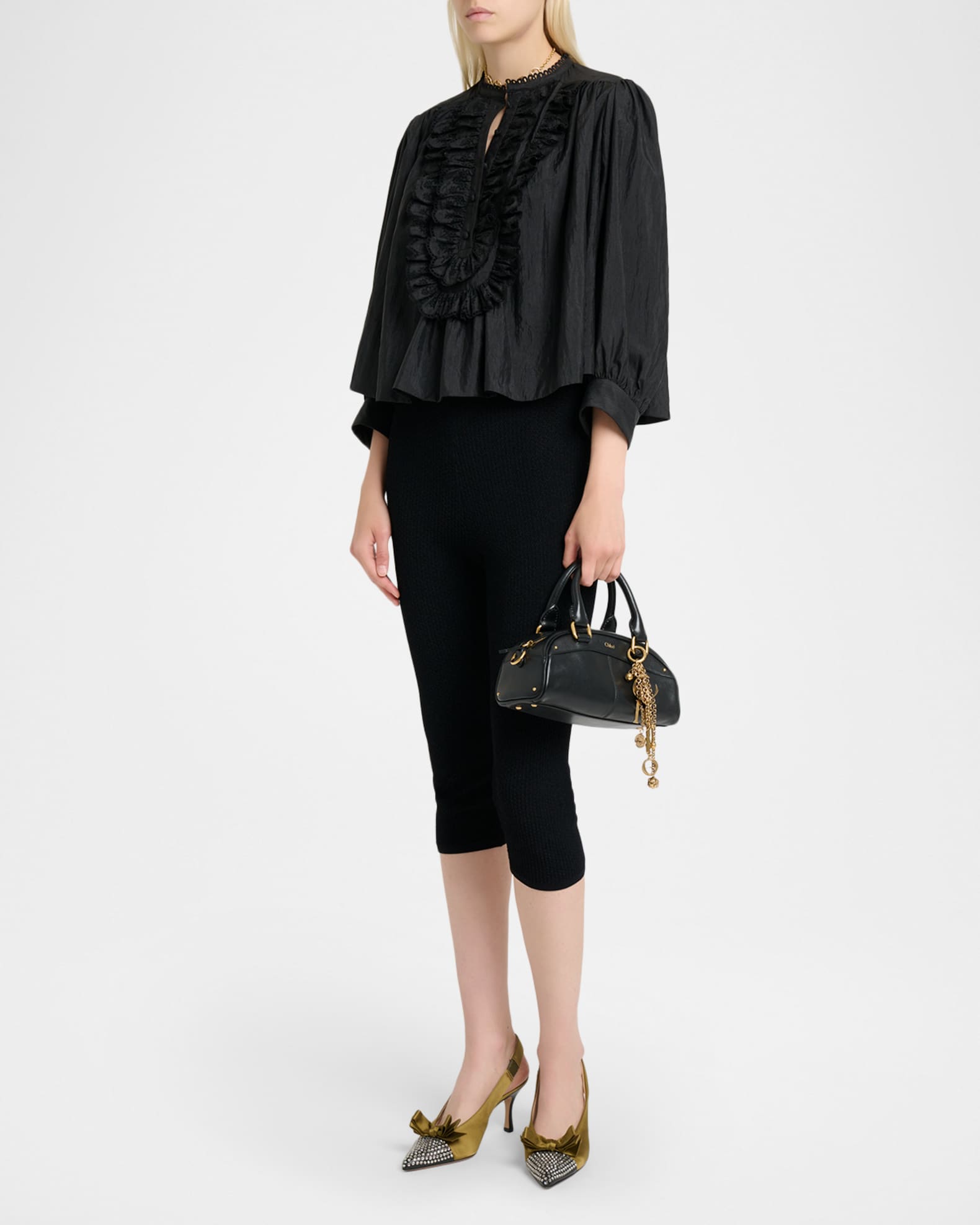 Chloe Small Bowling Top-Handle Bag in Leather | Neiman Marcus