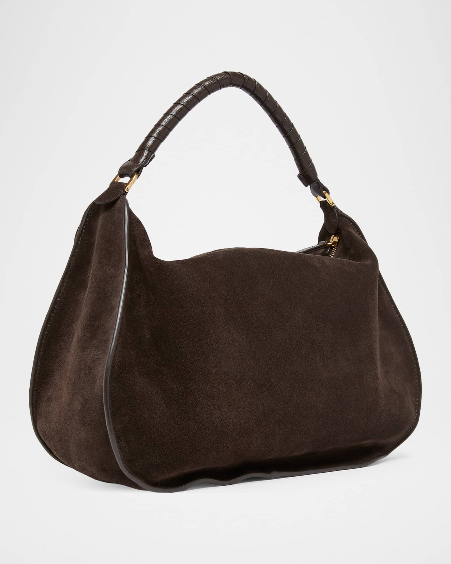Chloe Marcie Large Saddle Shoulder Bag in Suede | Neiman Marcus