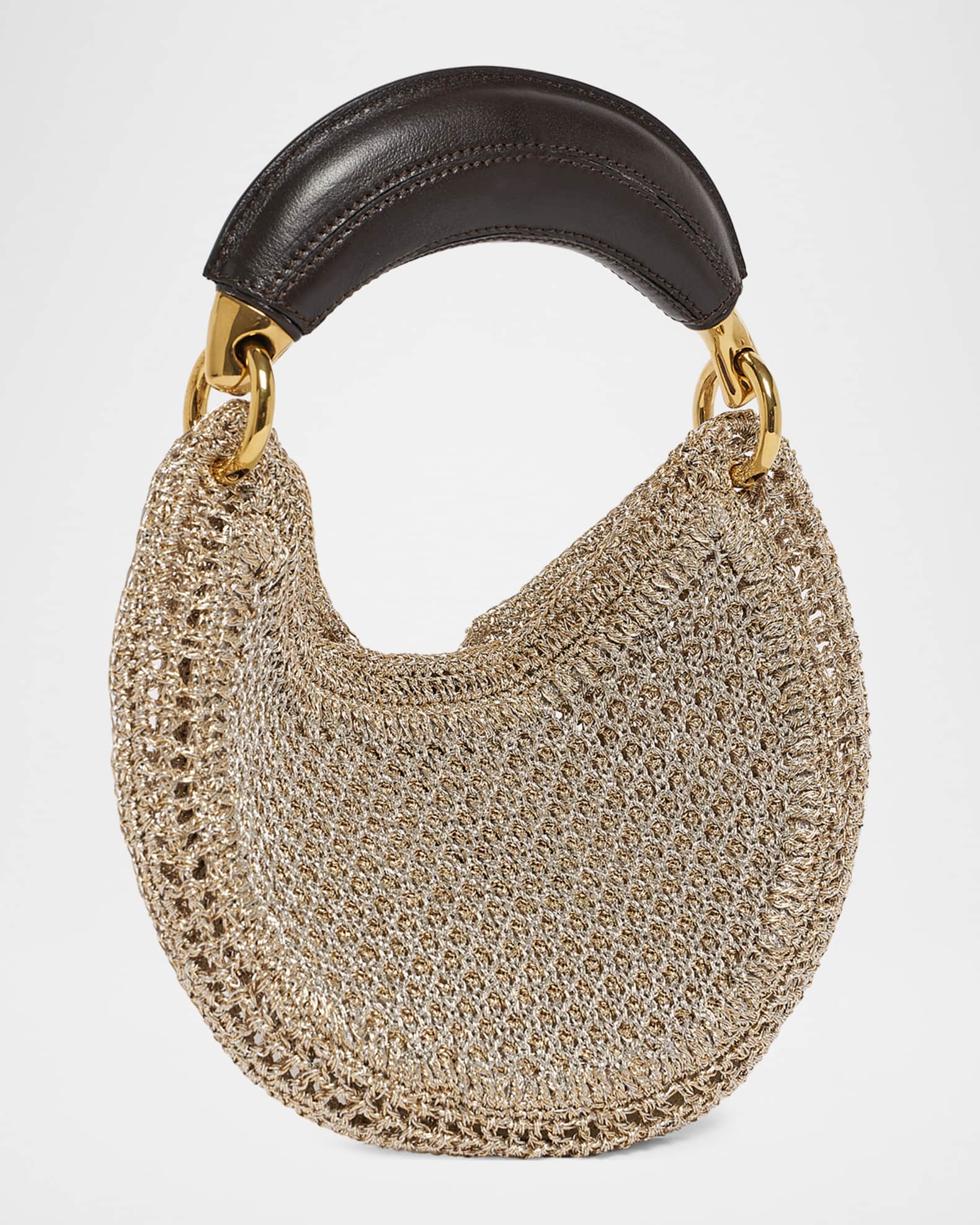 Chloe Summer Banana Mini Hobo Bag in Metallic Crochet | Neiman Marcus
