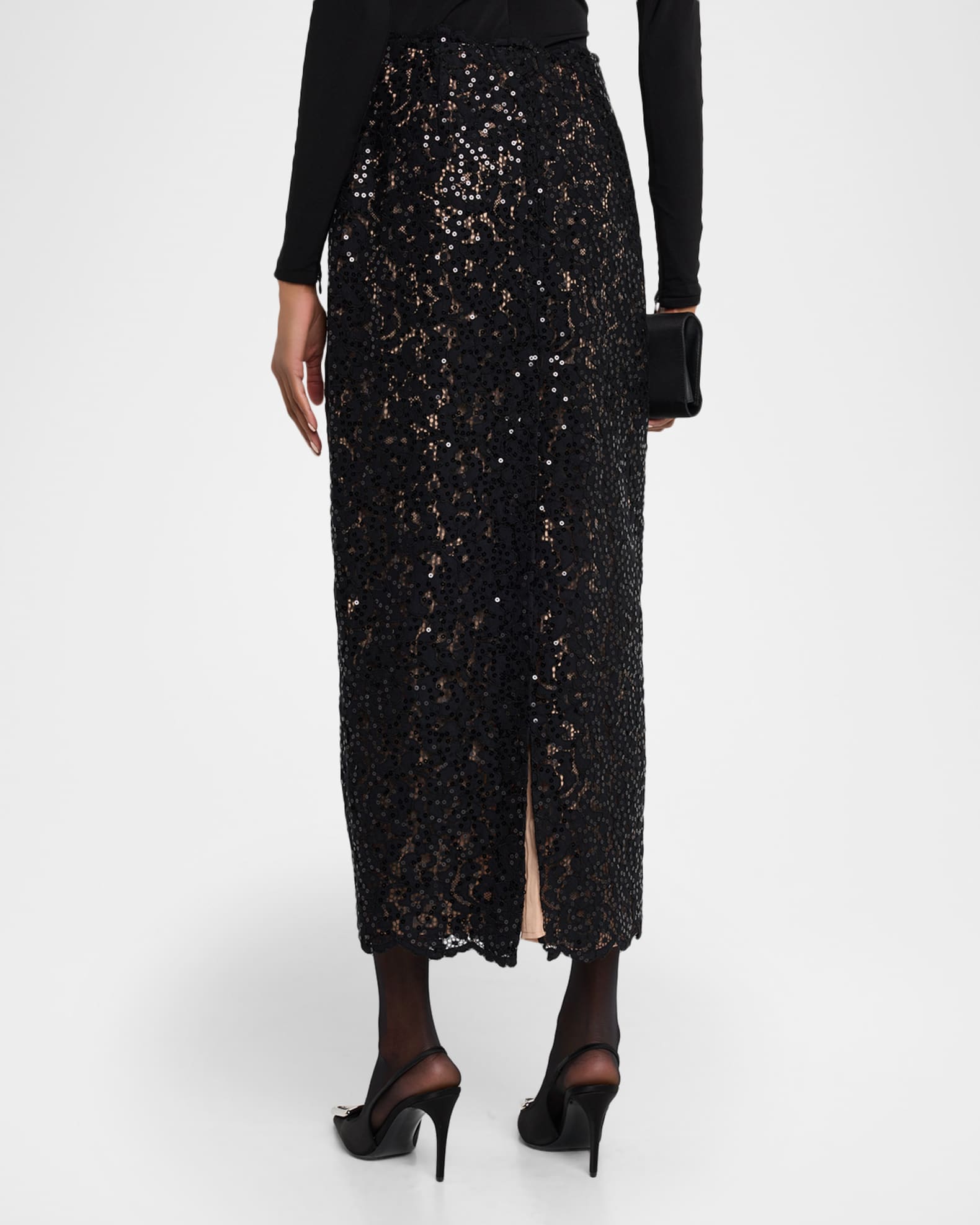 Toccin Marielle Sequined Floral Lace Maxi Skirt | Neiman Marcus