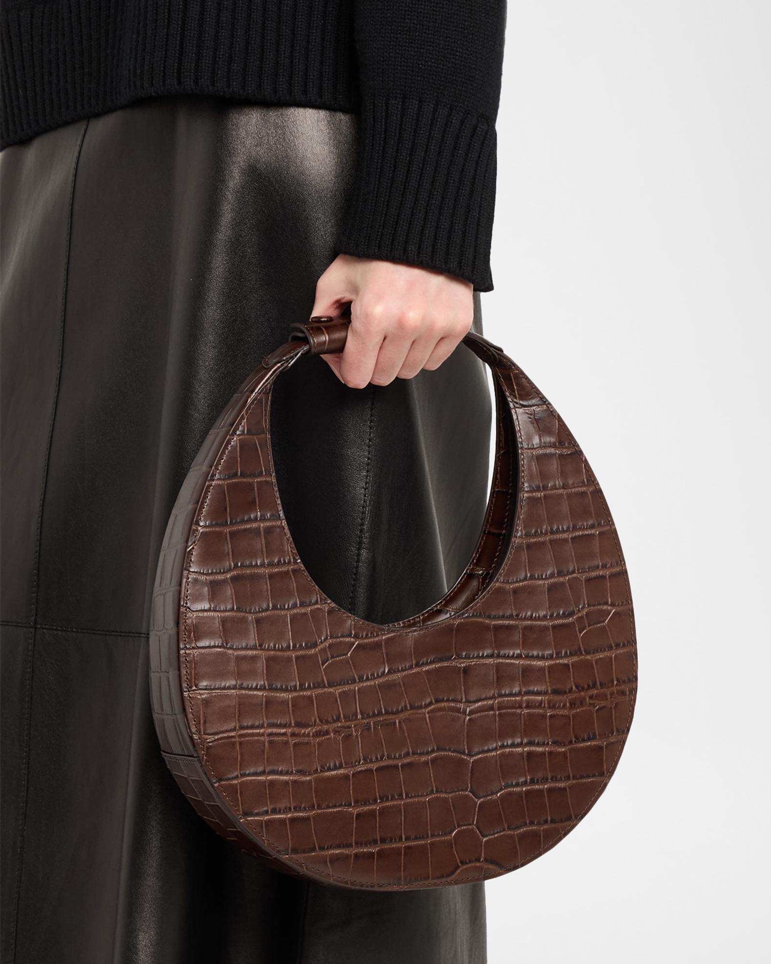 STAUD Moon Croc-Embossed Leather Tote Bag | Neiman Marcus