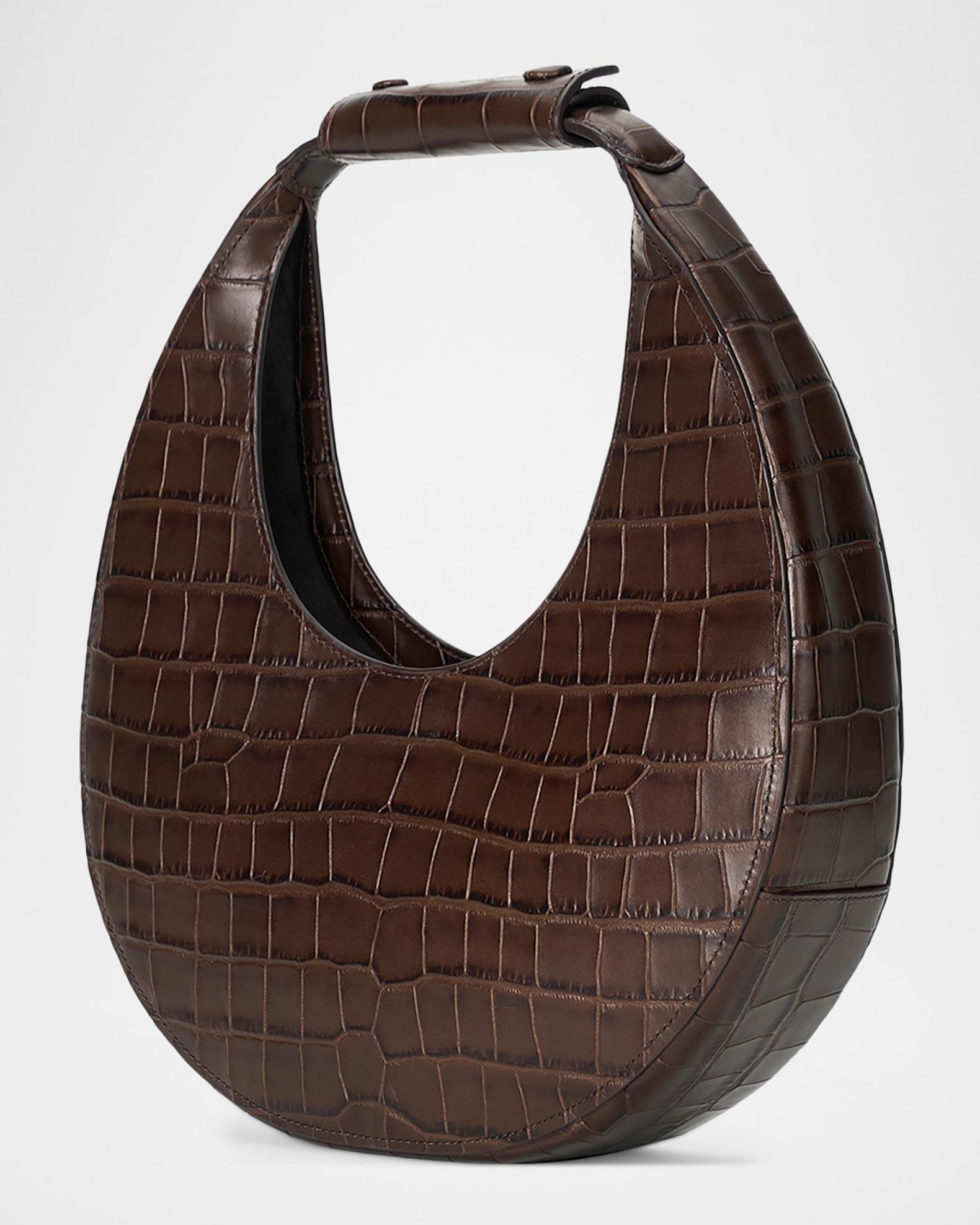 STAUD Moon Croc-Embossed Leather Tote Bag | Neiman Marcus