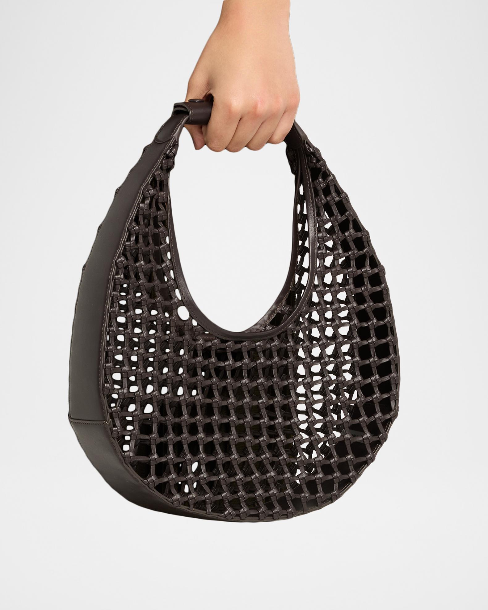 STAUD Moon Open-Knot Leather Shoulder Bag | Neiman Marcus