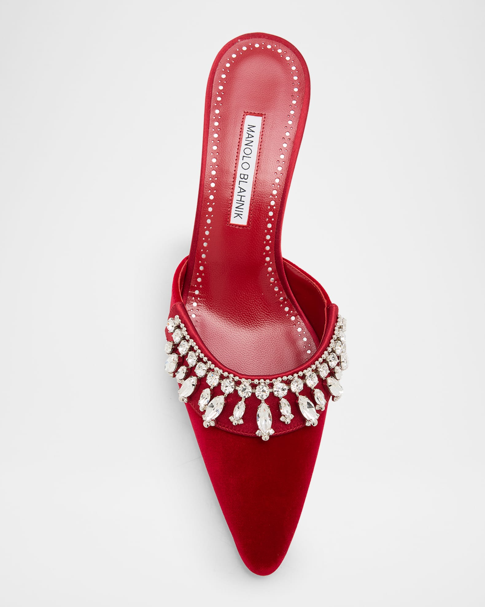 Manolo Blahnik 50mm Tulipe Embellished Velvet Mule Pumps | Neiman