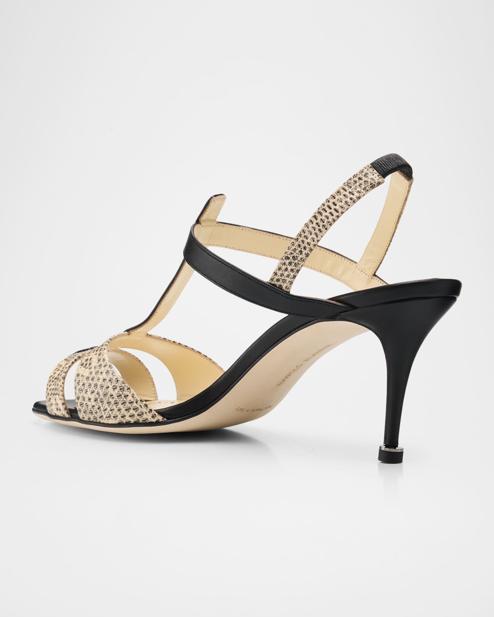 Manolo Blahnik 70mm Retauxlo Mixed Leather Sandals | Neiman Marcus