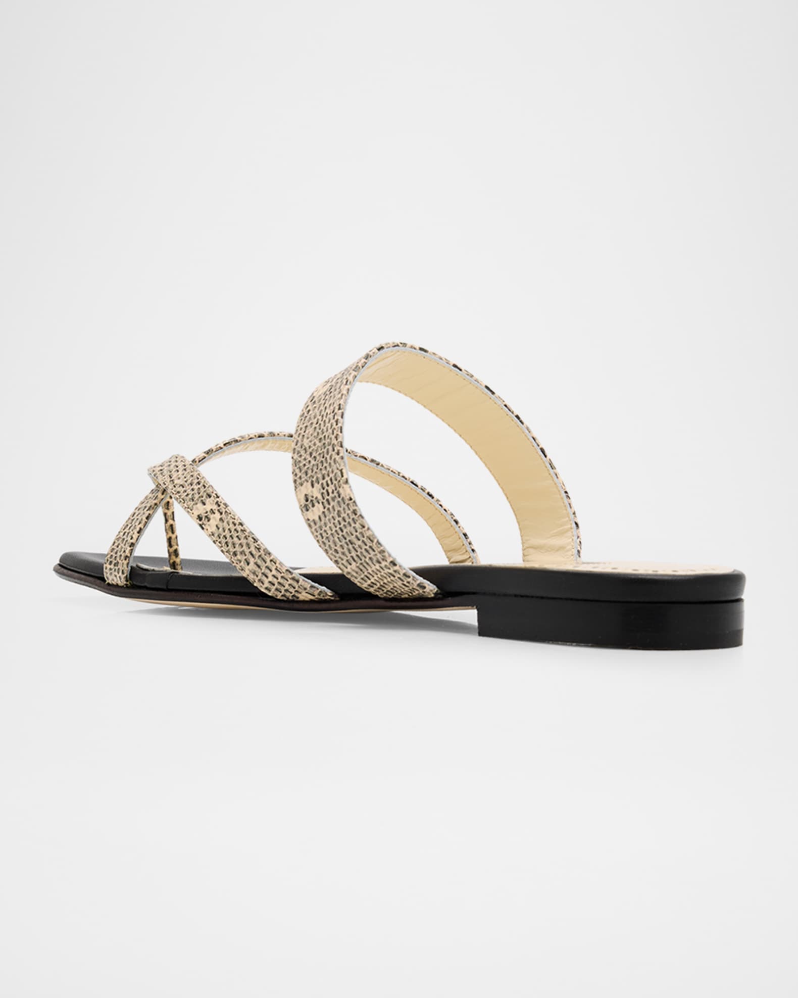 Manolo Blahnik Susaperf Snake-Embossed Leather Flat Sandals