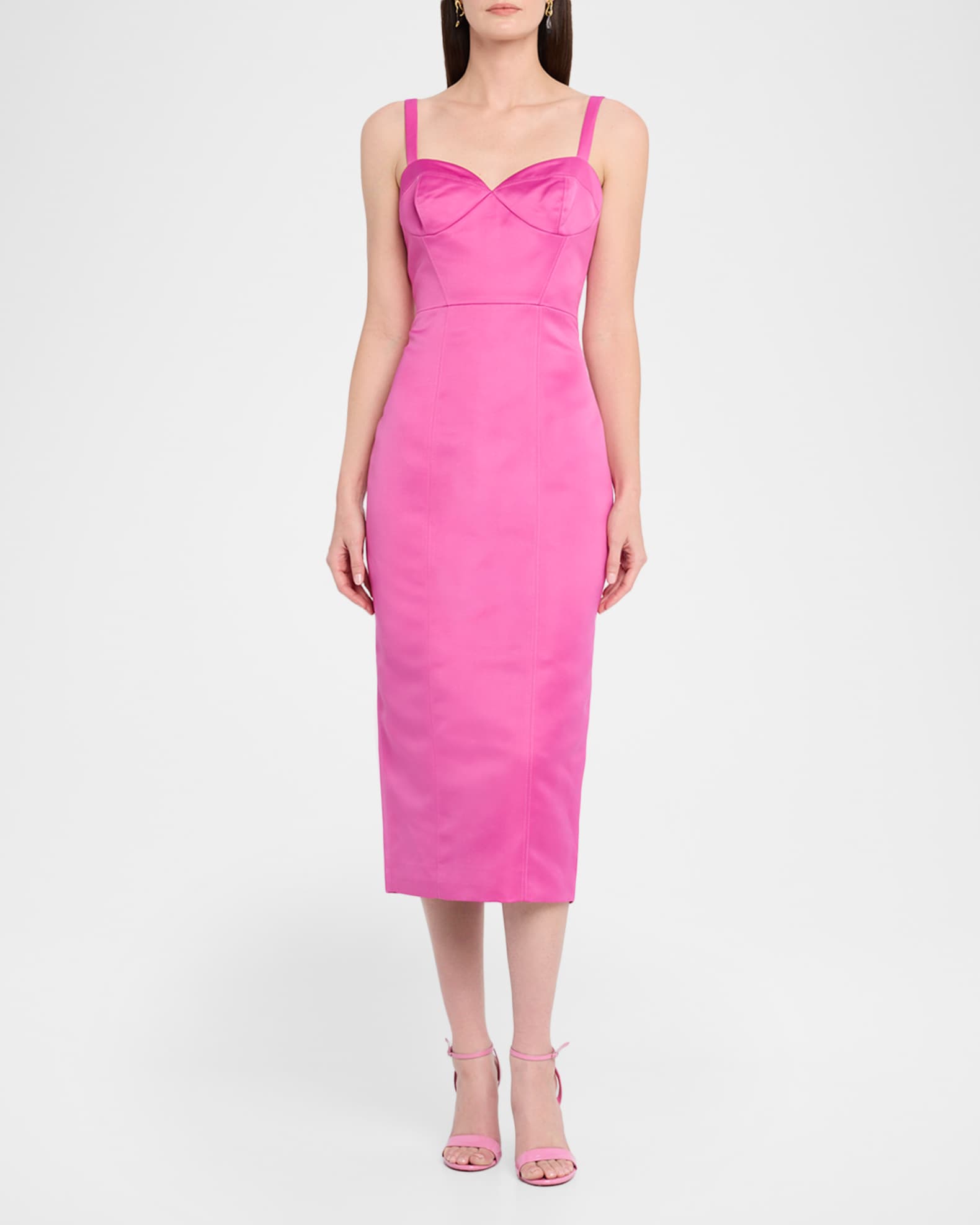 knee length dresses for ladies Slim Fit Satin Midi Dress by Cinderella Divine -BD103 main image 0