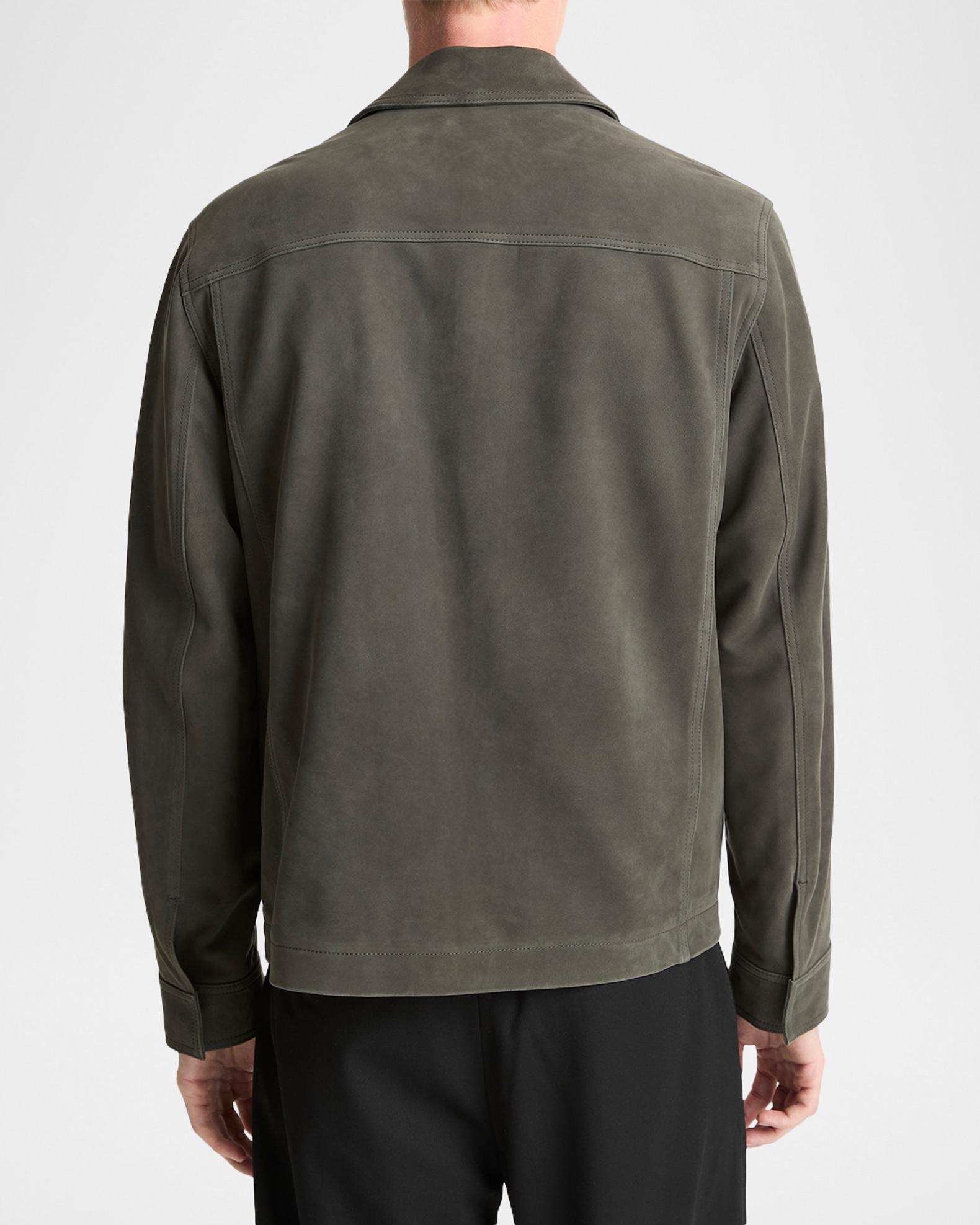 Vince Men's Nubuck Leather Trucker Jacket | Neiman Marcus