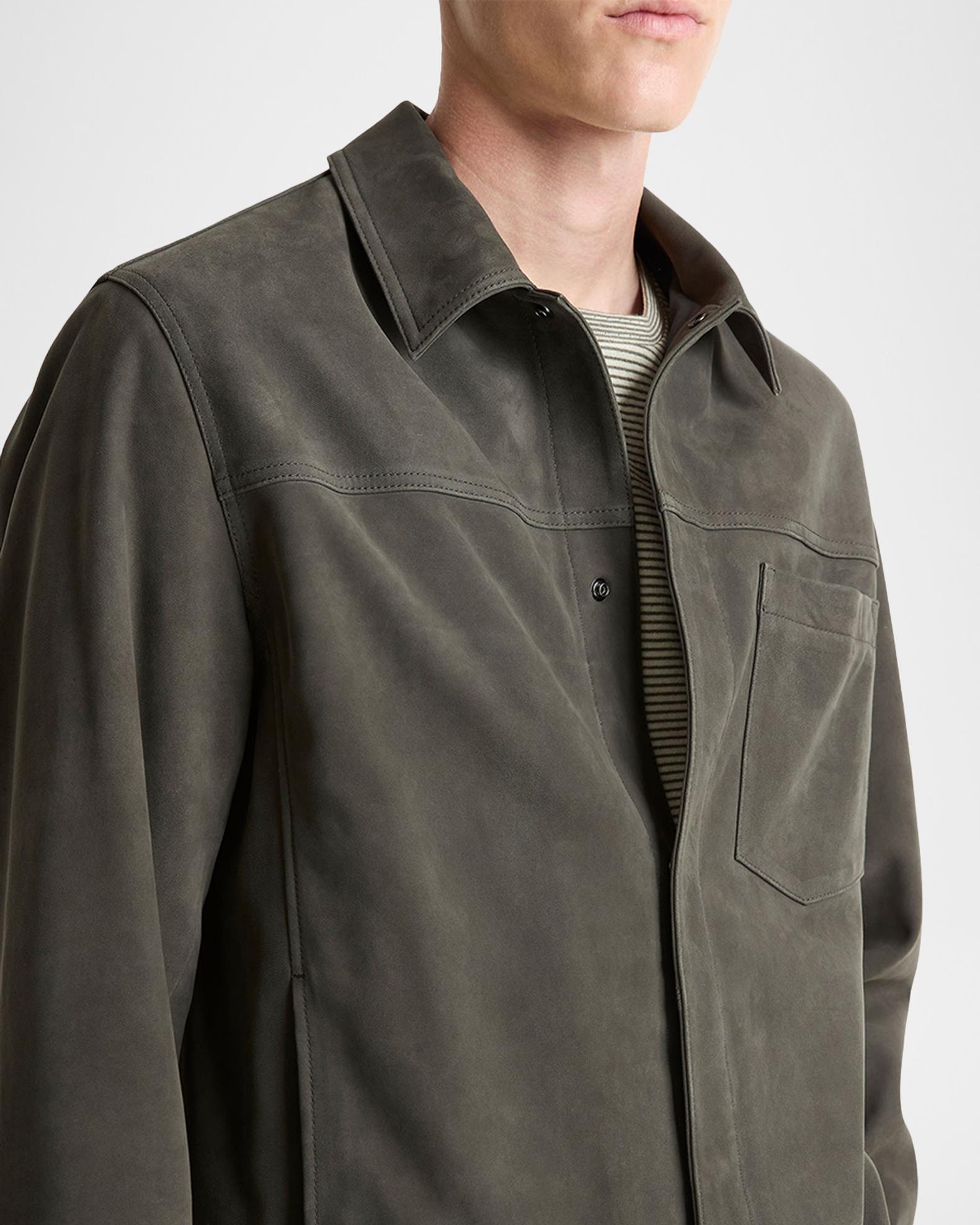 Vince Men's Nubuck Leather Trucker Jacket | Neiman Marcus