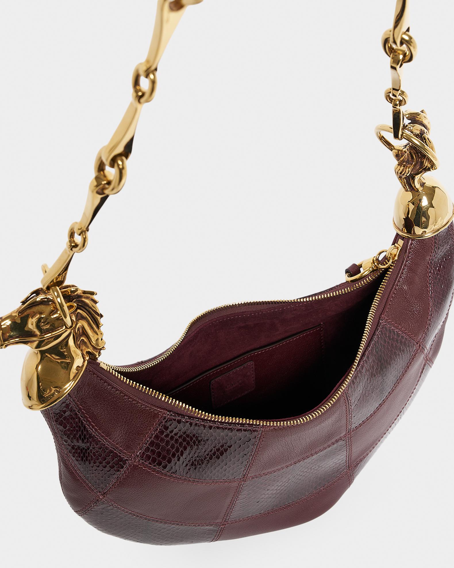 Chloe Chain Horse Shoulder Bag in Patchwork Leather | Neiman Marcus