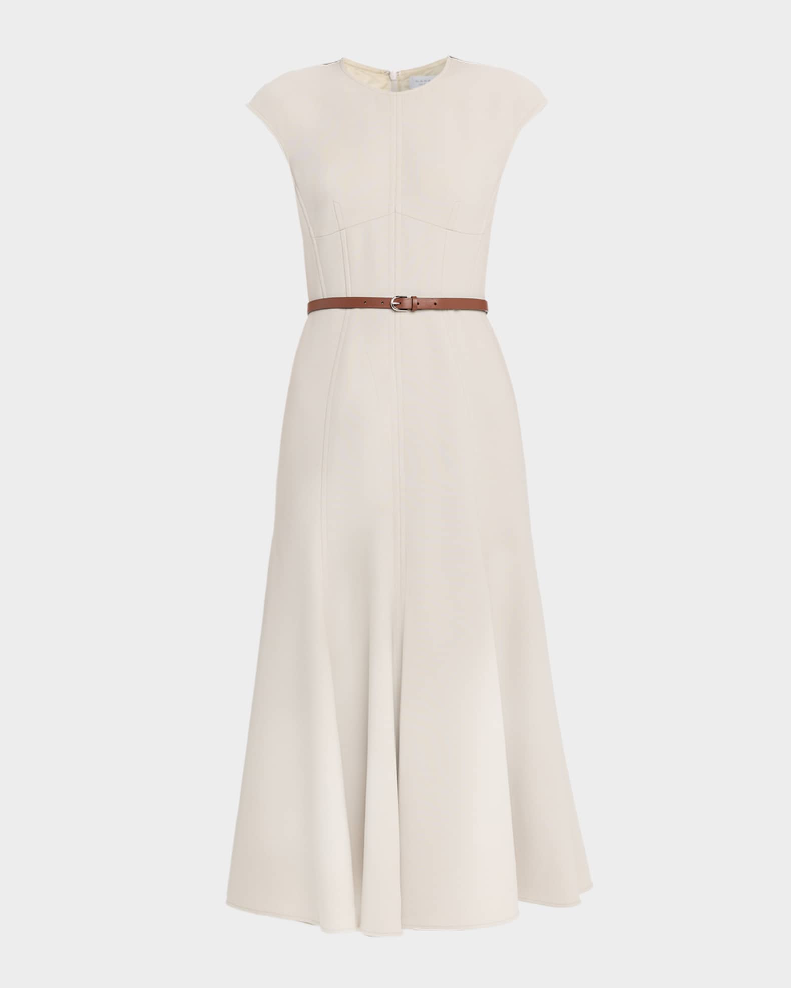 Gabriela Hearst Crowther Cap-Sleeve Corset Midi Dress | Neiman Marcus