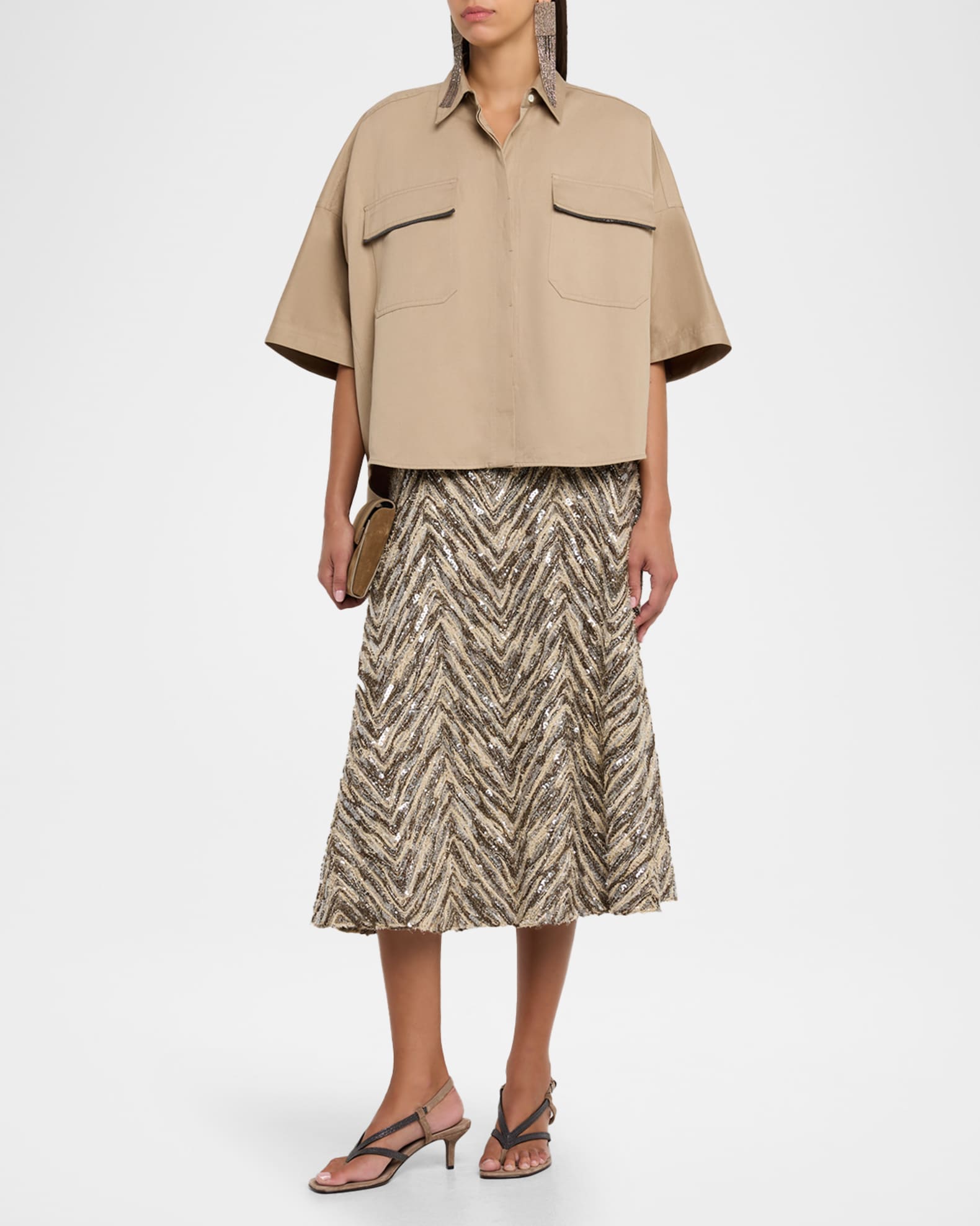 Brunello Cucinelli Crispy Techno Cotton Oversized Utility Shirt