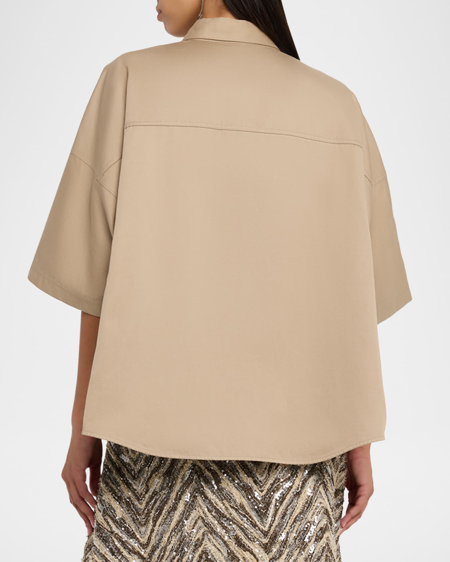 Brunello Cucinelli Crispy Techno Cotton Oversized Utility Shirt