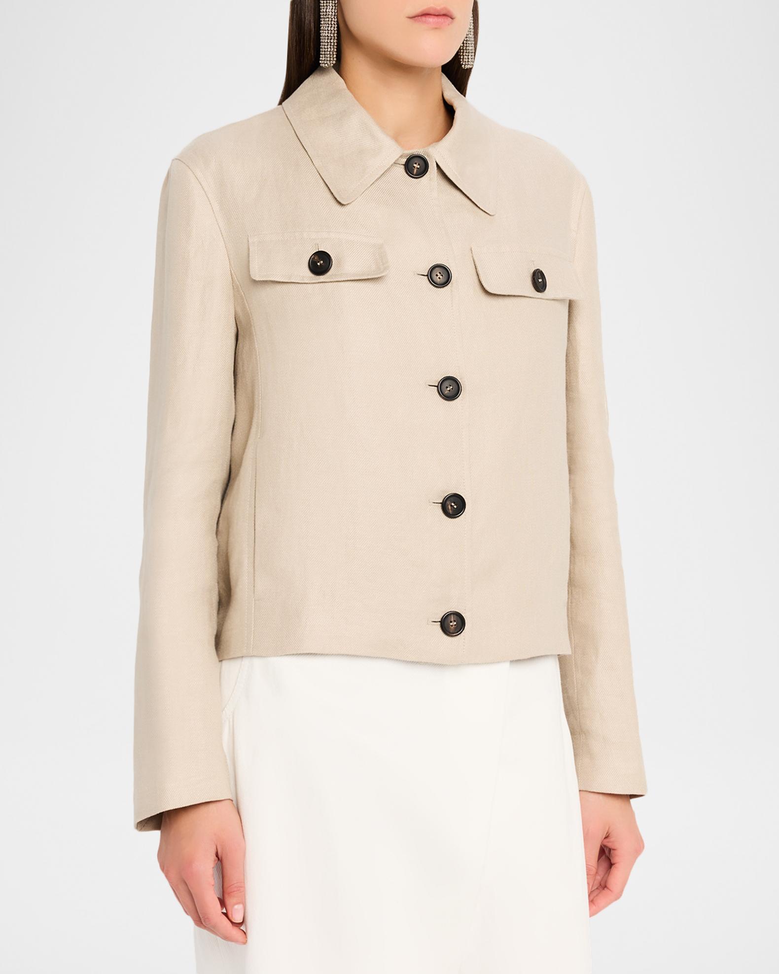 Brunello Cucinelli Structured Linen Twill Single-Breasted Shirt Jacket ...