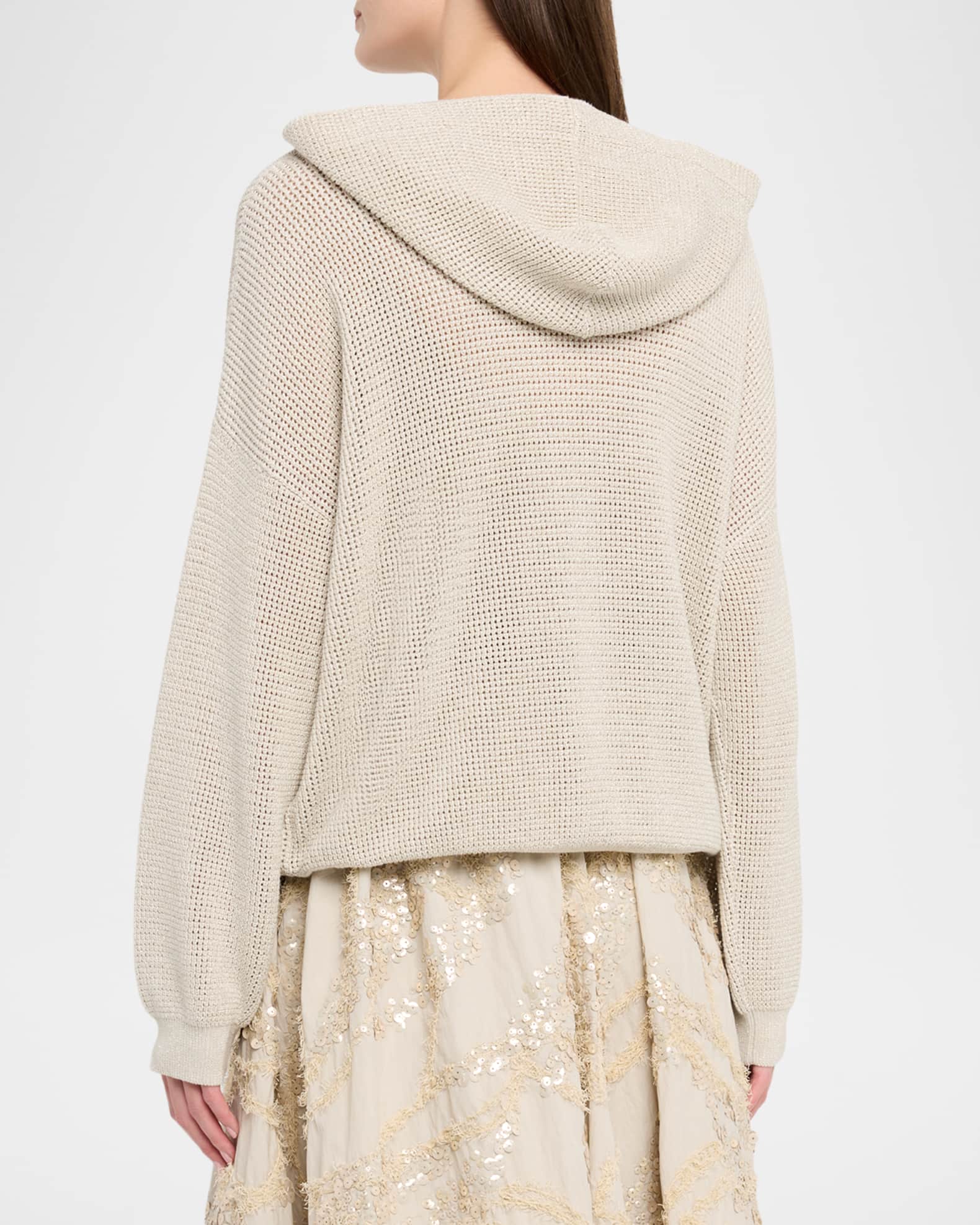 Brunello Cucinelli Sparkling Cotton Net Zip Hoodie | Neiman Marcus
