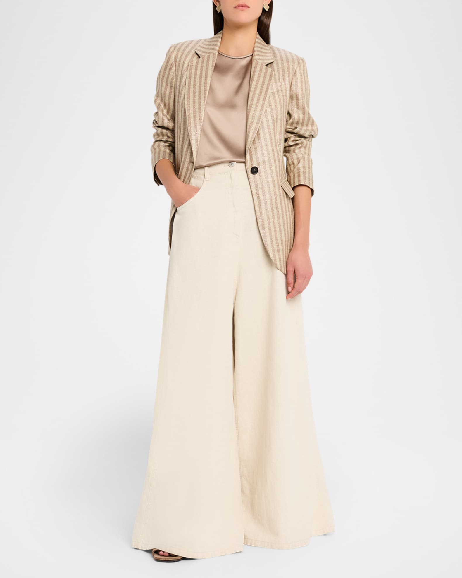 Brunello Cucinelli Monili-Trim Silk Short-Sleeve T-Shirt | Neiman
