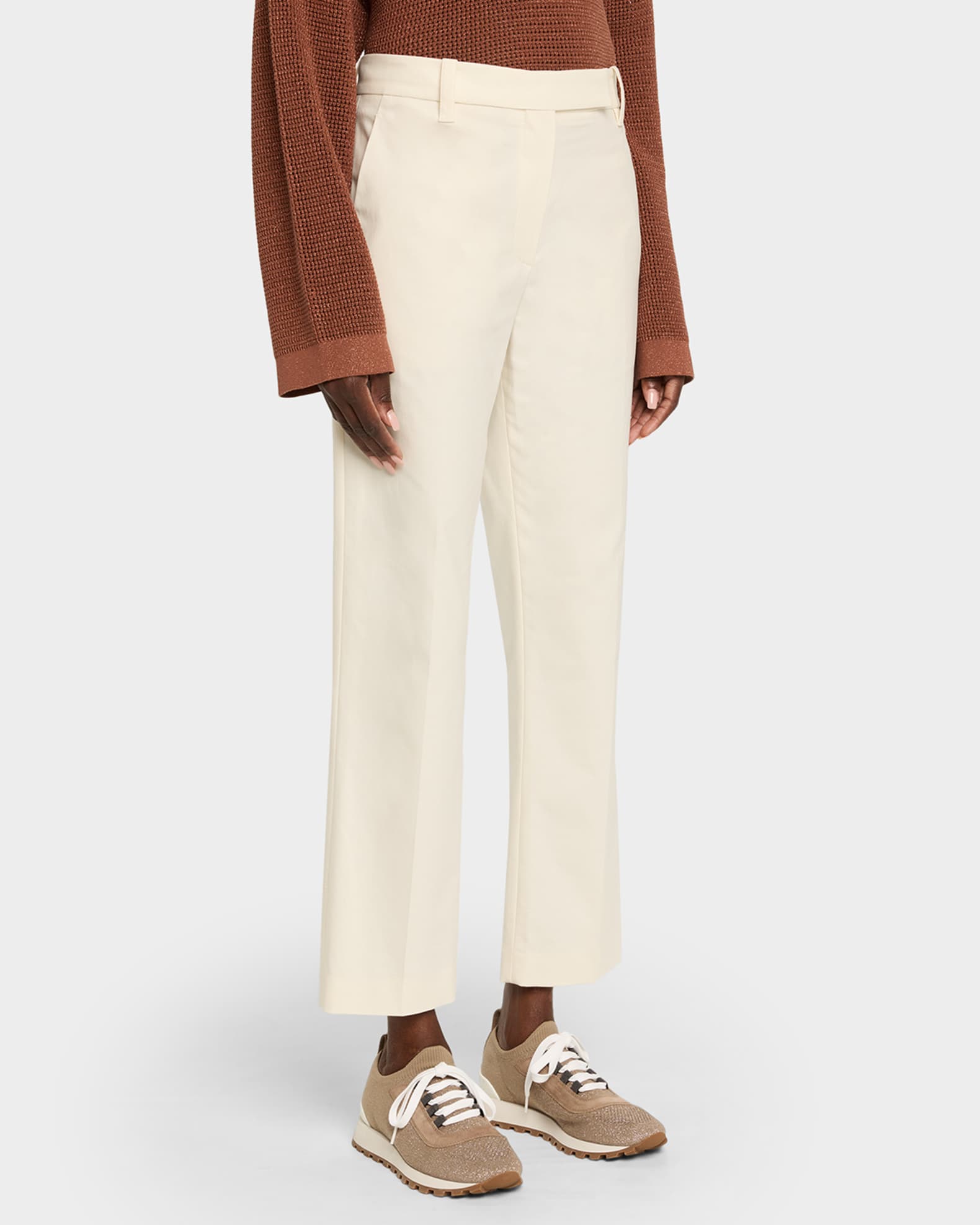 ankle cigarette pants Renuar Renuar Extra Long Pant In Sand Crafted from a lightweight suiting fabric with 74% polyester Black High Waist Cigarette Pants,