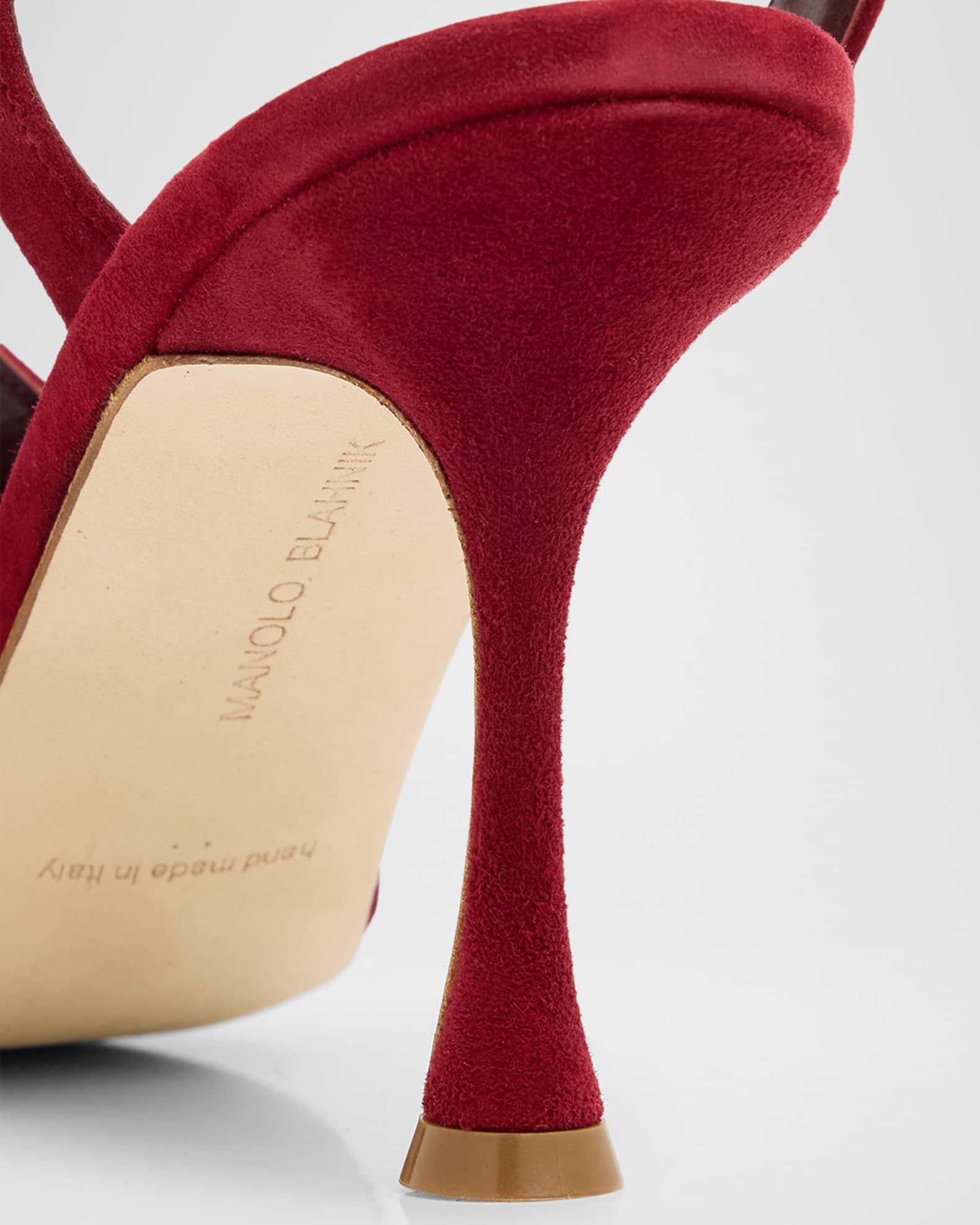 Manolo Blahnik 90mm Triananu Suede Ankle-Strap Sandals | Neiman Marcus