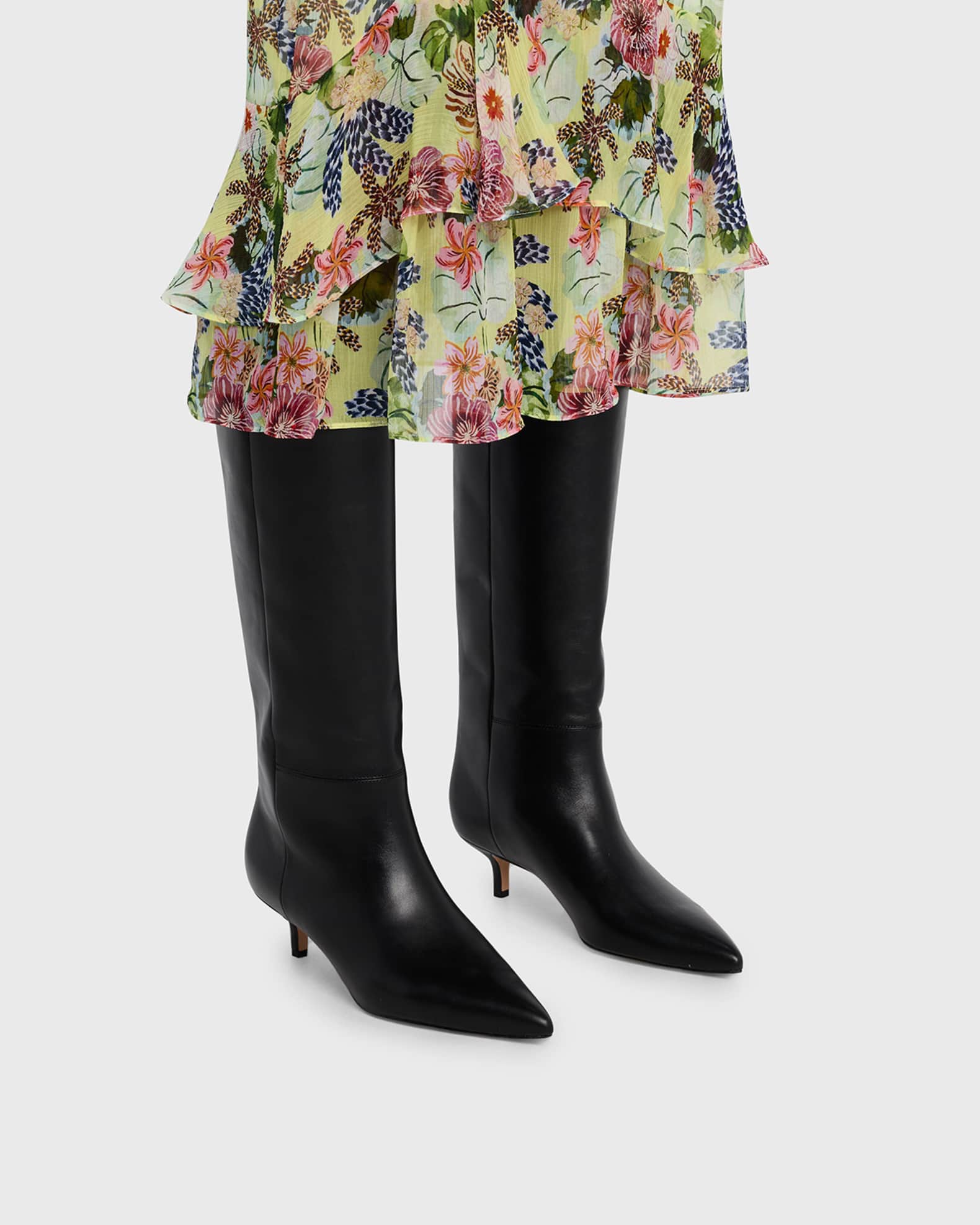 Veronica Beard 45mm Lisa Leather Knee-High Boots | Neiman Marcus
