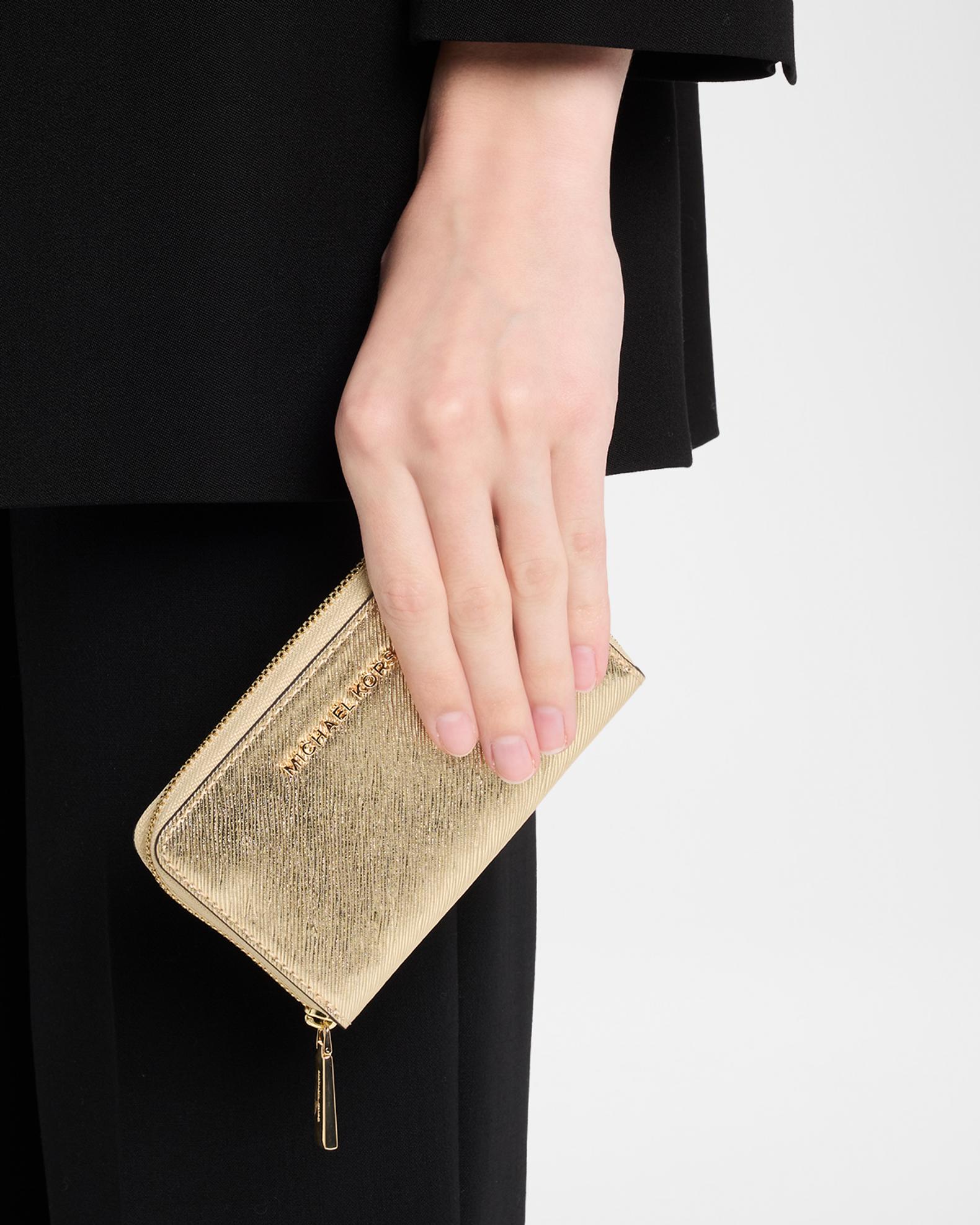 MICHAEL Michael Kors Jet Set Small Metallic Faux Leather Wallet 