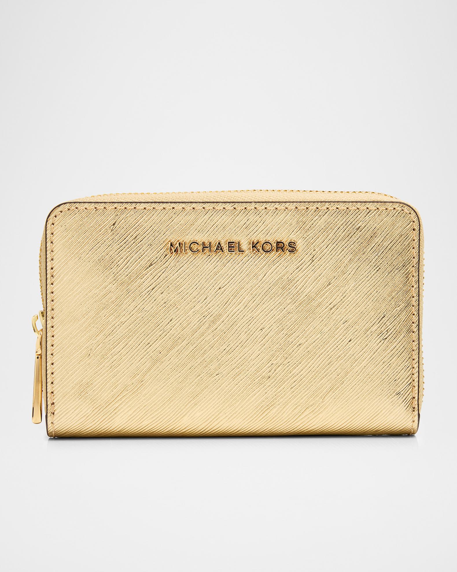 MICHAEL Michael Kors Jet Set Small Metallic Faux Leather Wallet 