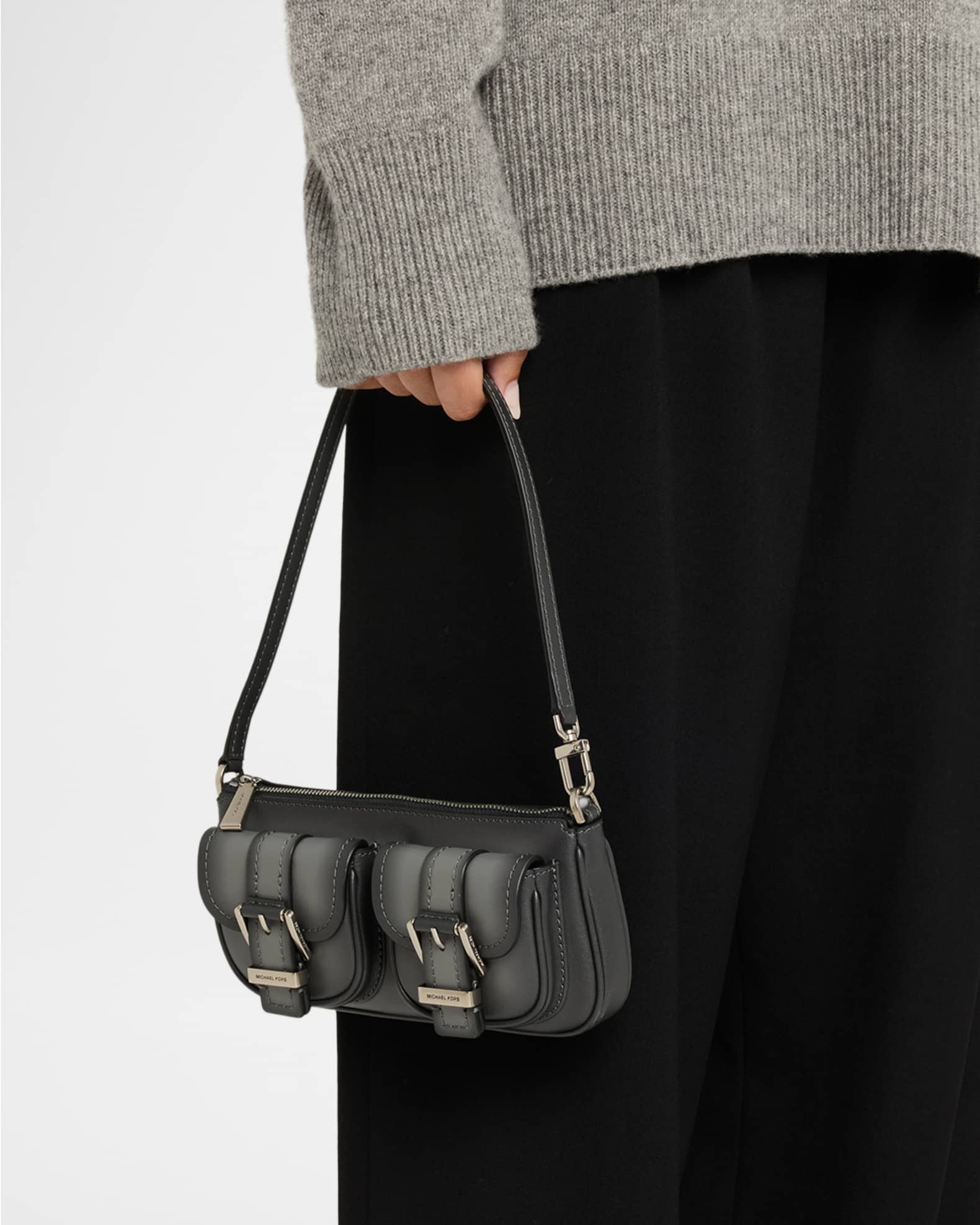 MICHAEL Michael Kors Zoe Small Burnished Leather Pochette Shoulder