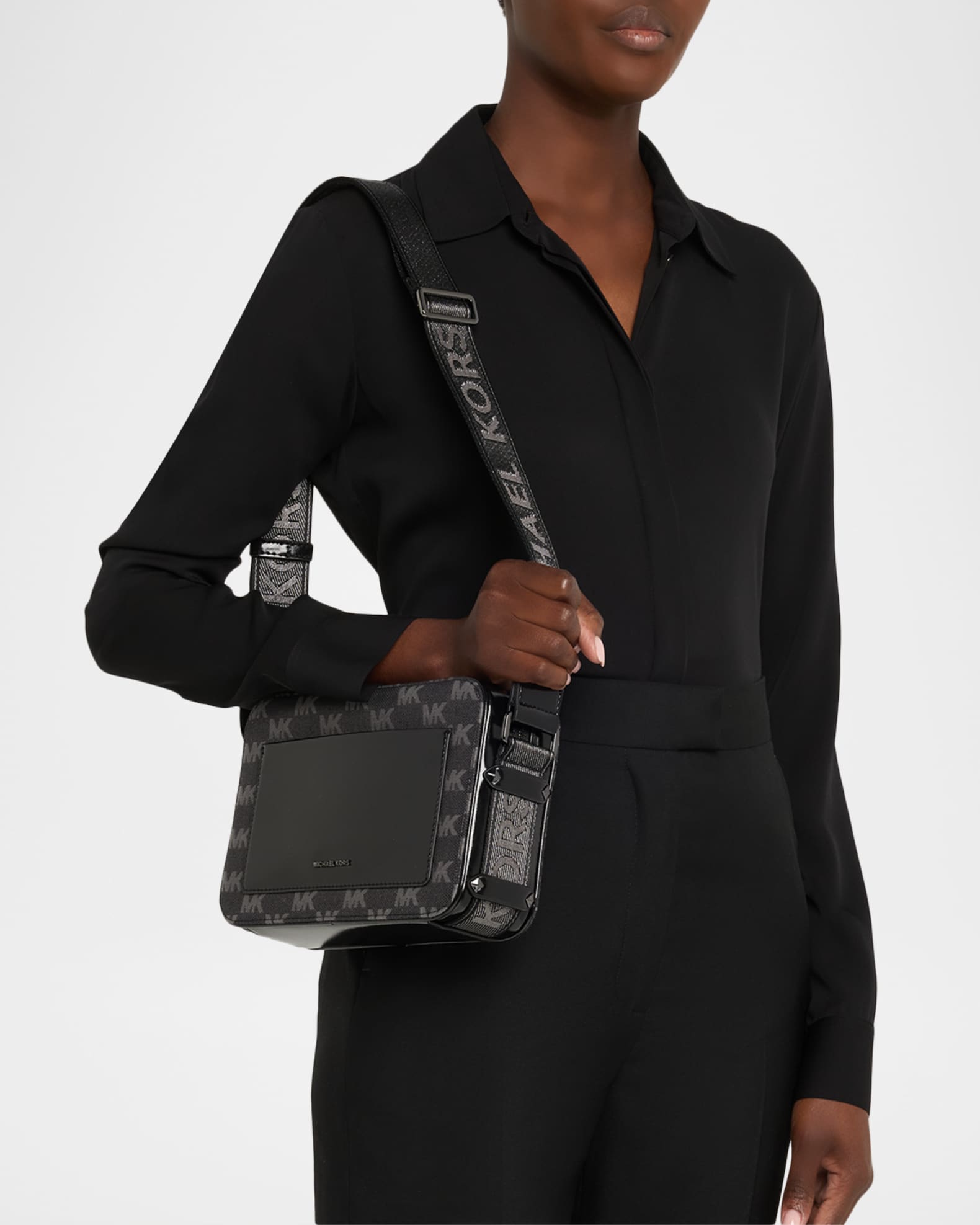 MICHAEL Michael Kors Maeve Large Logo-Print Canvas Shoulder Bag