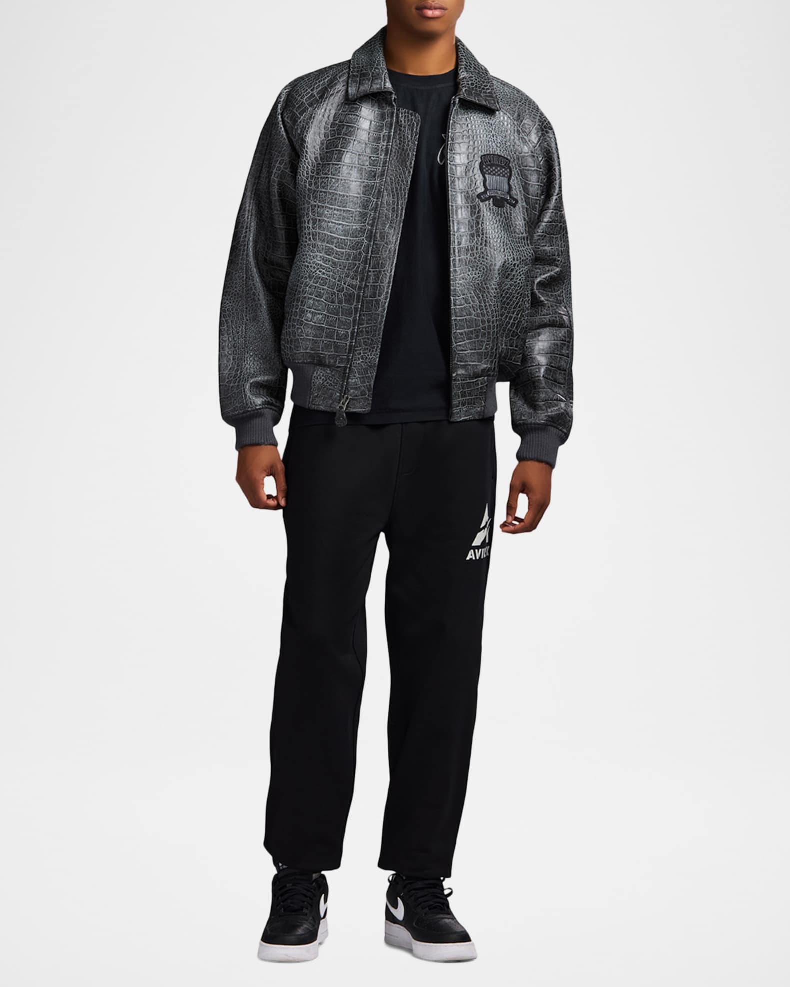 AVIREX Men's Crocodile Leather Track Jacket | Neiman Marcus