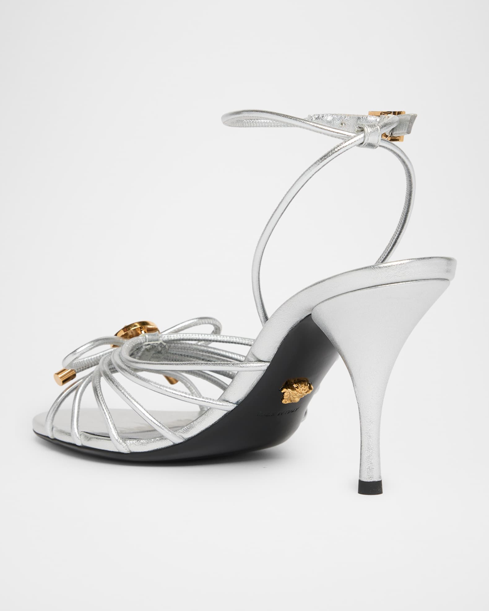 Versace 85mm Opera Bow Leather Sandals | Neiman Marcus