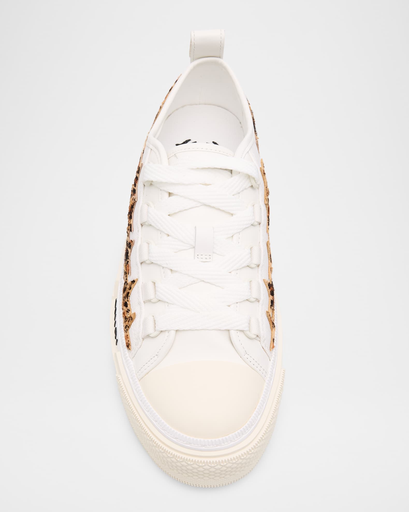❤︎mamirin❤︎ Amiri Stars Low-Top Leopard Calf Hair and Canvas Sneakers | Neiman