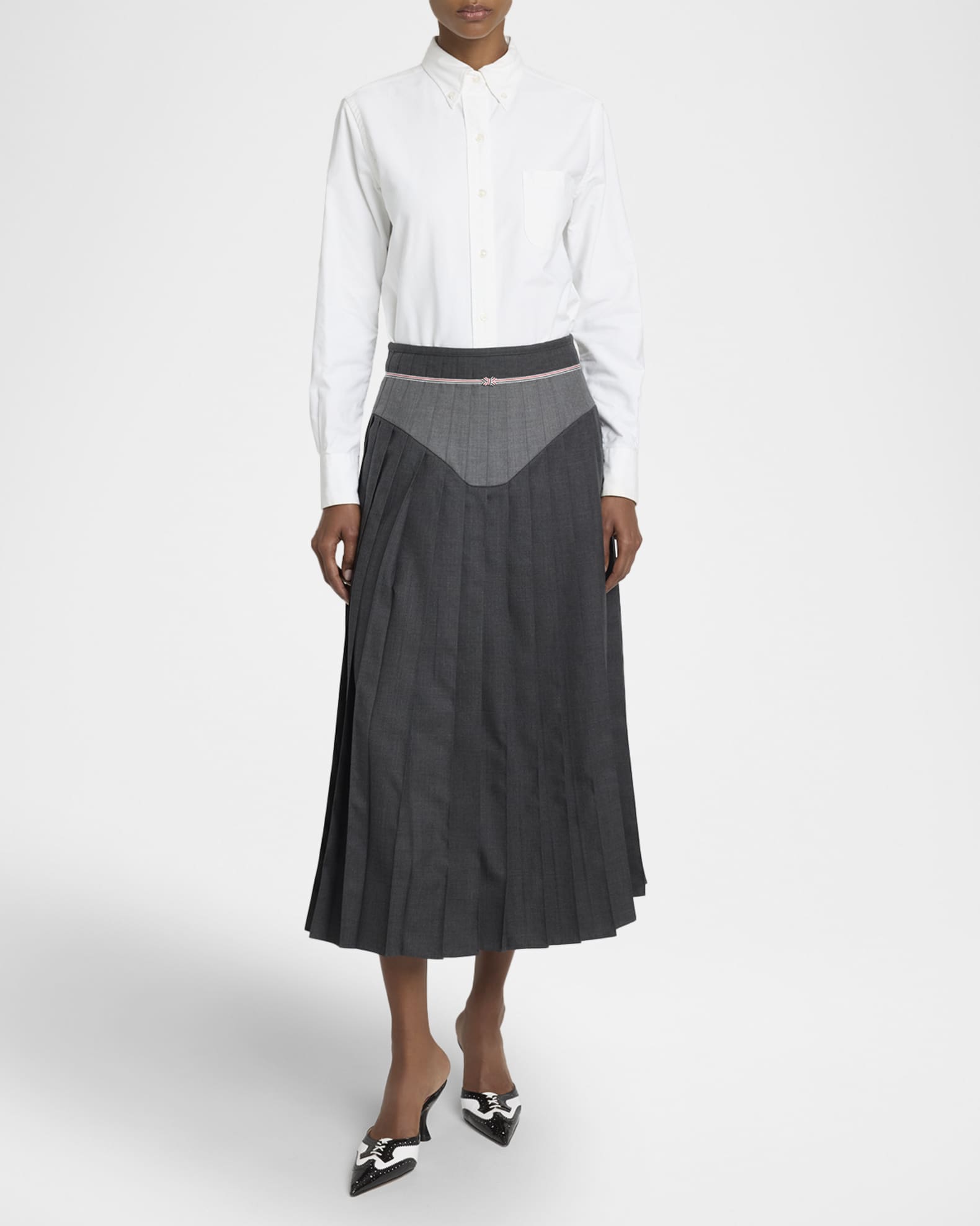 Thom Browne Bikini Pleated Midi Skirt | Neiman Marcus