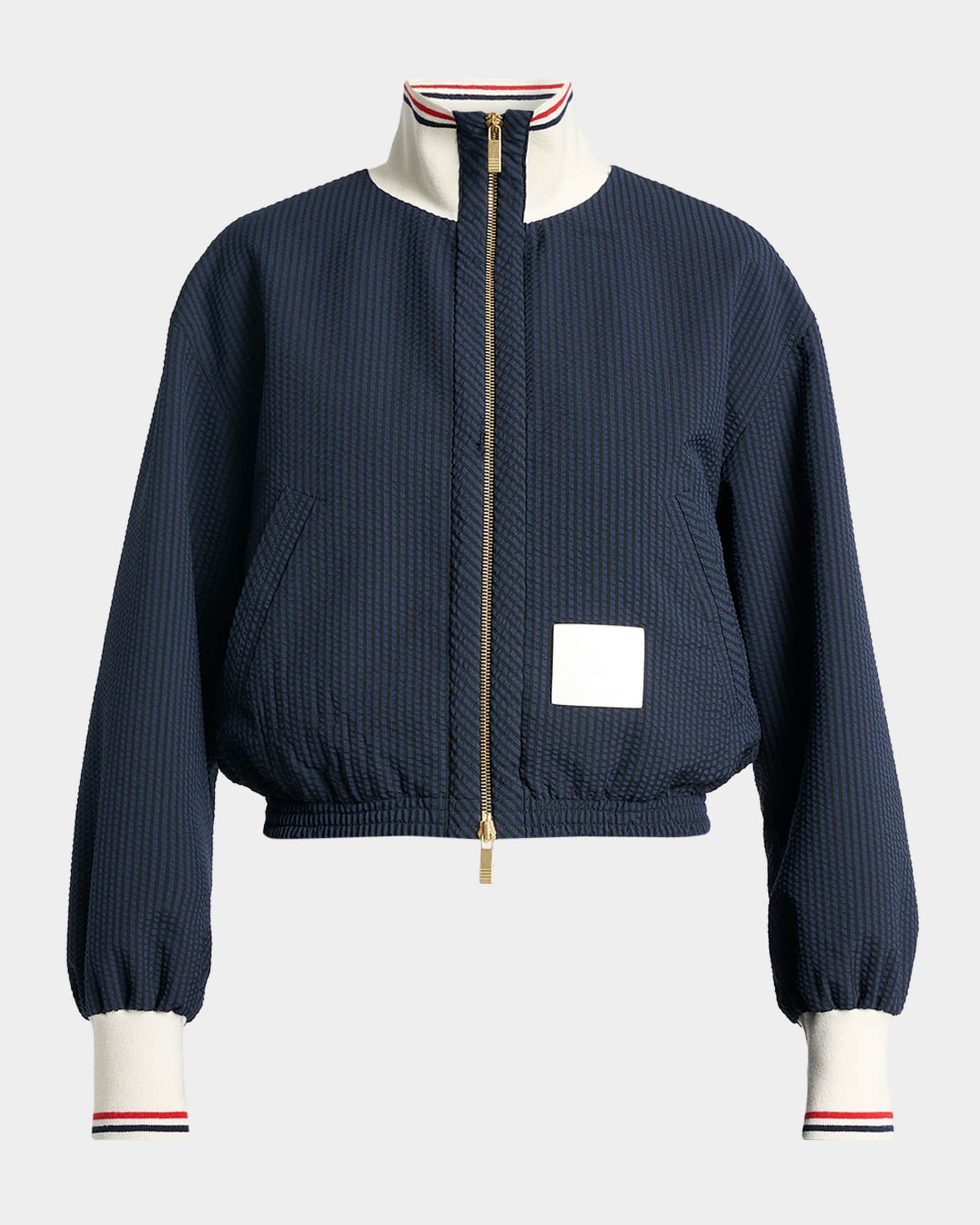 Thom Browne Seersucker Drawstring Track Jacket | Neiman Marcus