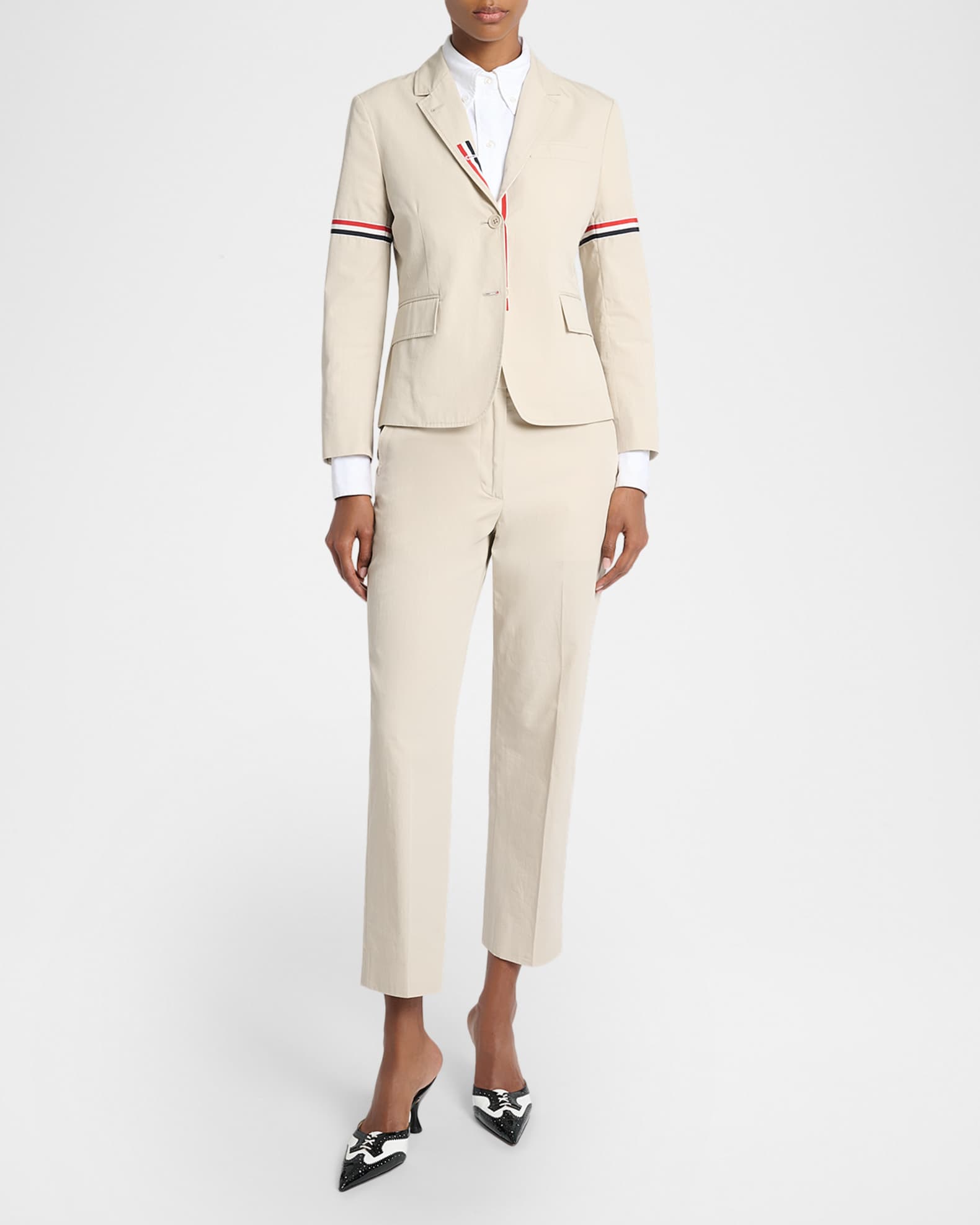 Thom Browne Grosgrain Arm-Band Single-Breasted Cotton Sport Coat