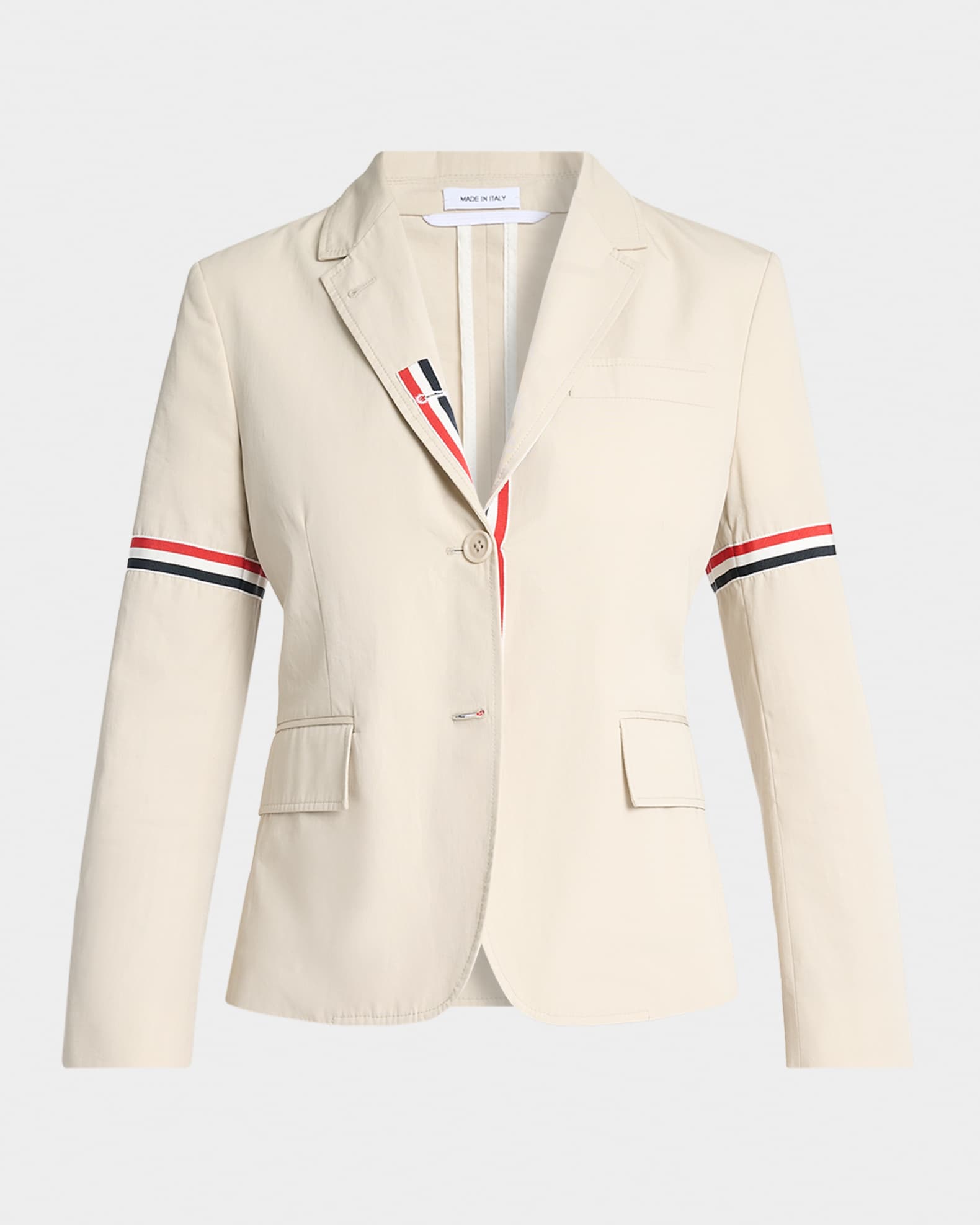 Thom Browne Grosgrain Arm-Band Single-Breasted Cotton Sport Coat