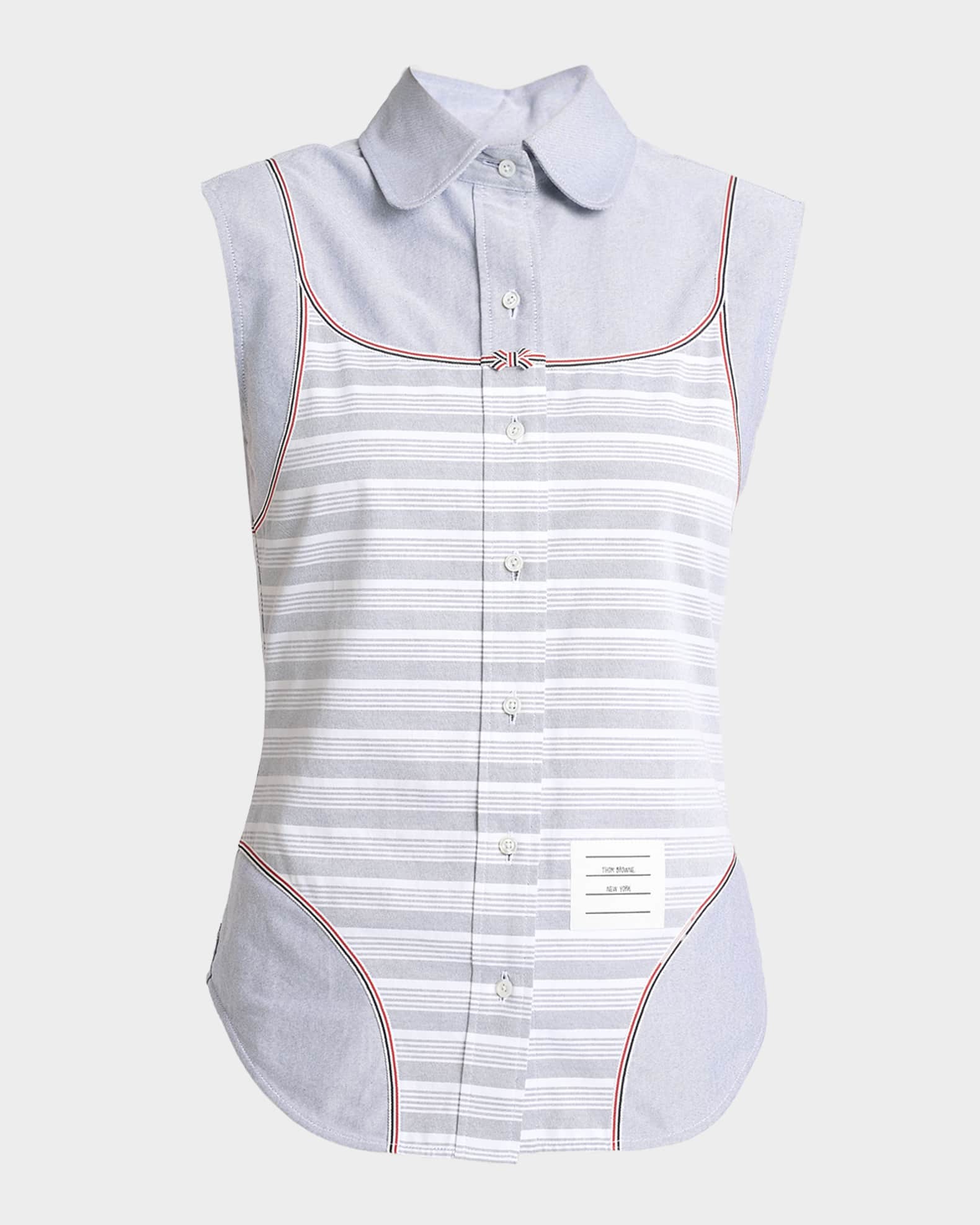 Thom Browne Sleeveless Swimsuit Trompe L'oeil Button-Down Shirt